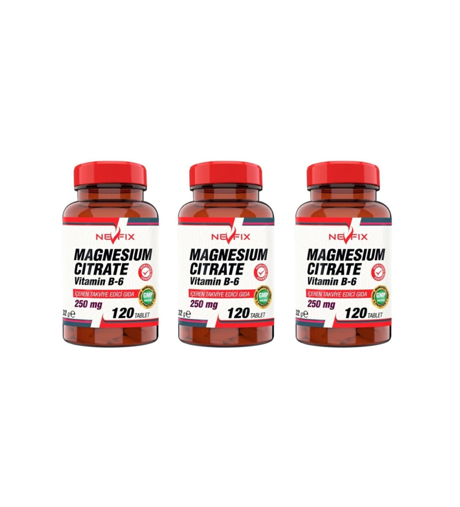 Nevfix Magnesium Citrate 250 mg Vitamin B6 10 mg 120 Tablets