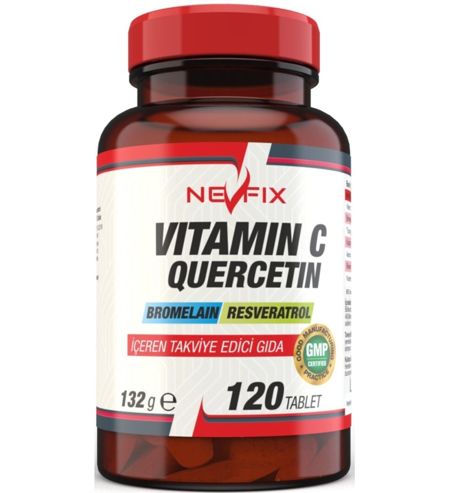 Nevfix Vitamin C 500 mg Bromelian Quercetin 120 Tablets