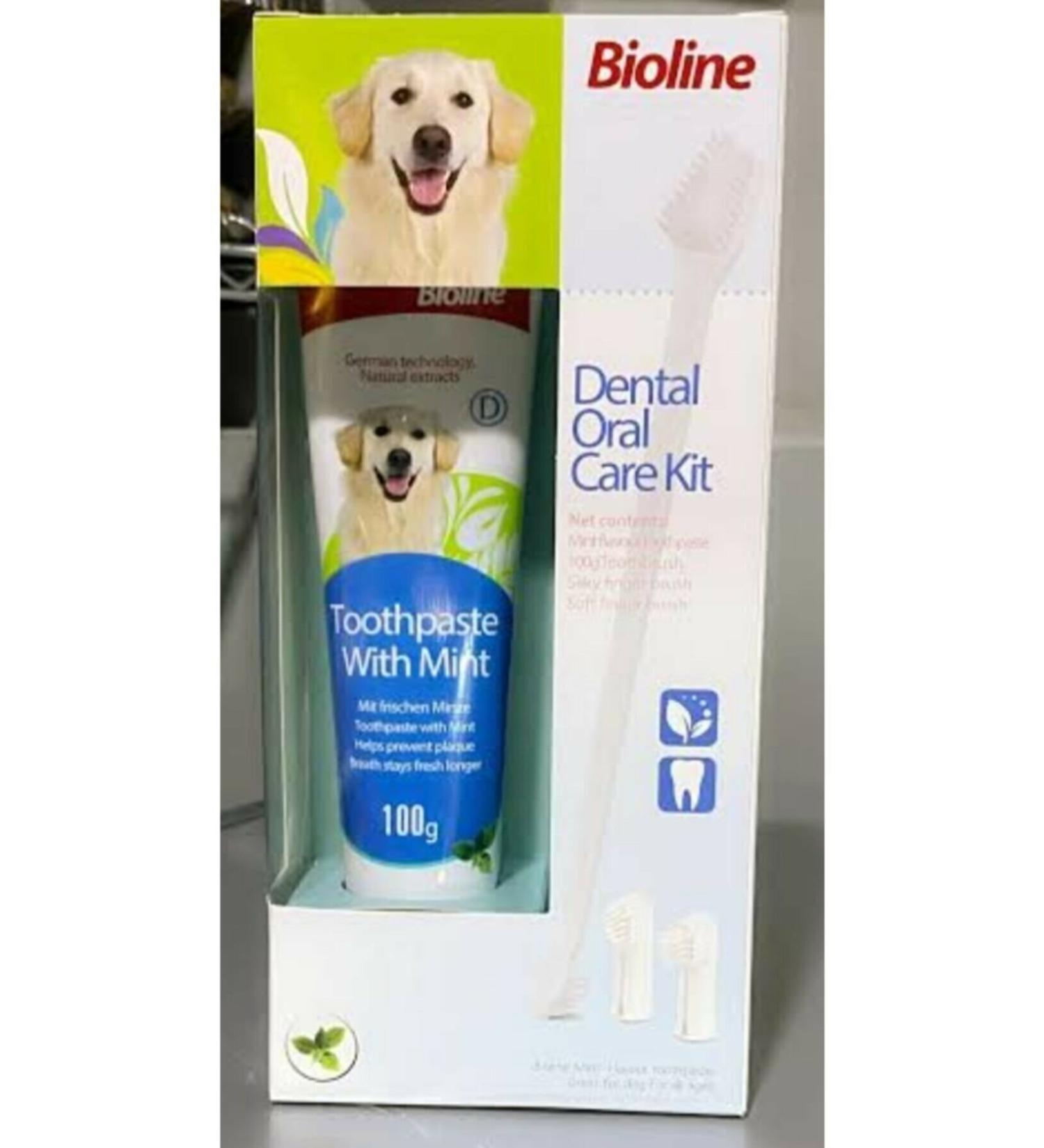 Bioline Dental Oral Care Kit Dog Mouth and Teeth Care Kit Mint Flavored