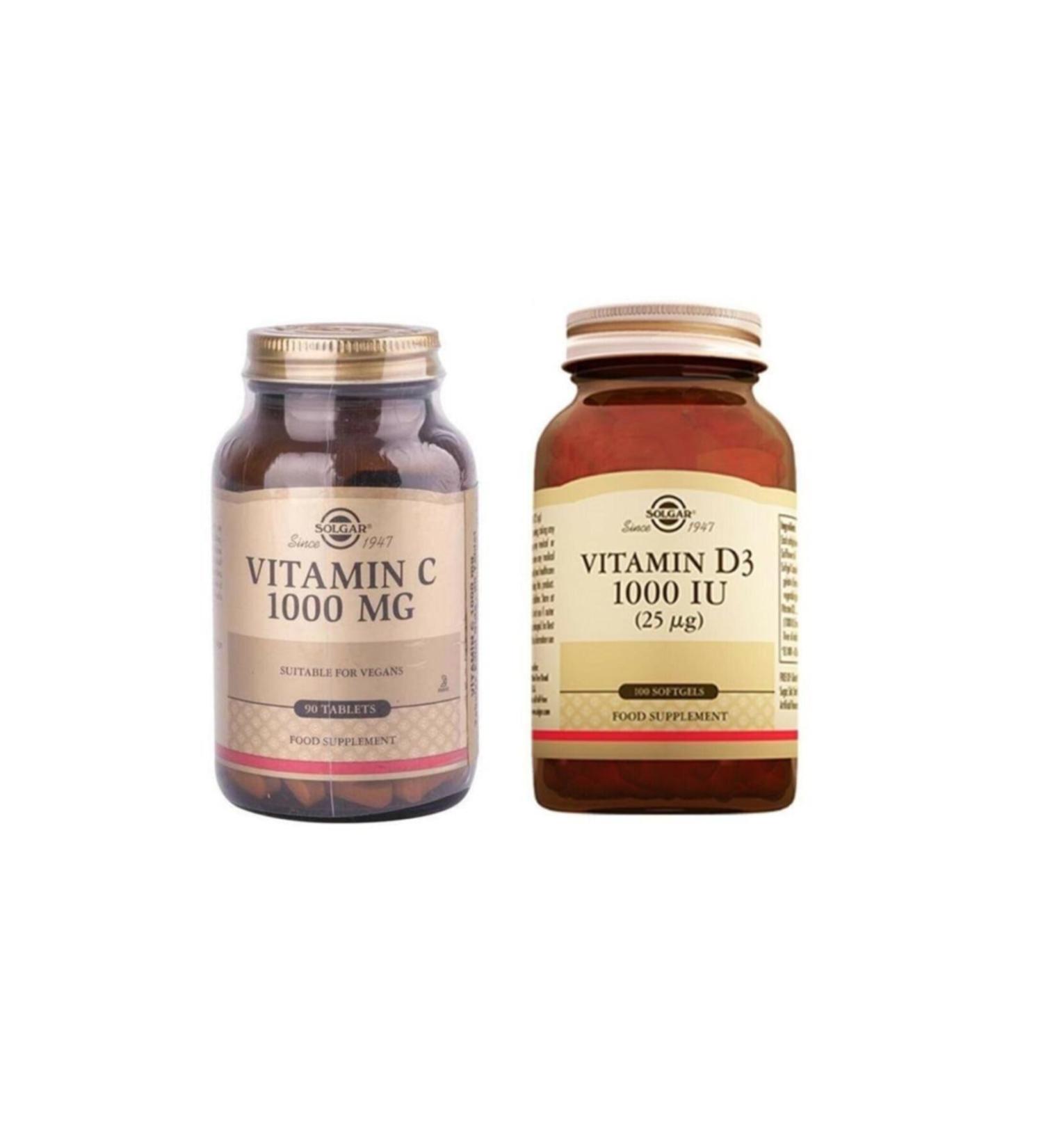 Solgar Vitamin C 1000 Mg 90 Tablets + Vitamin D3 1000 Iu 100 Tablets