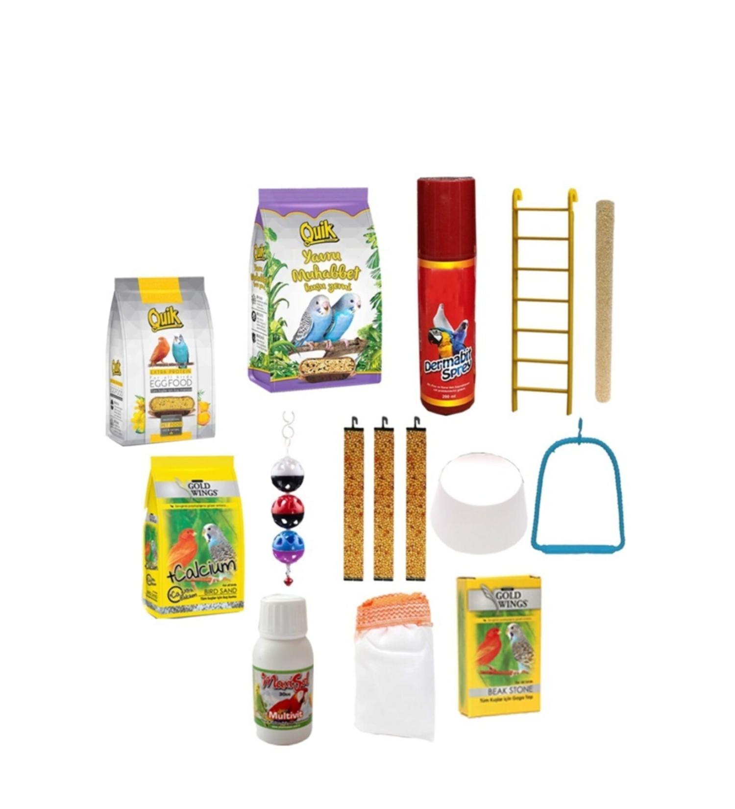 usmtekno Bird Cage Needs Set I Budgie Food and Needs