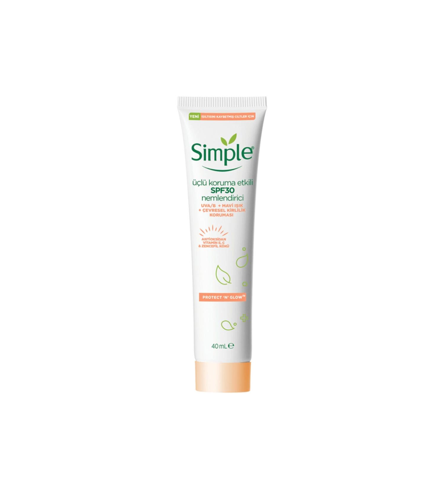 Simple Protect And Glow Spf 30 Moisturizing Cream 40 Ml - Buy Online on GoSupps.com