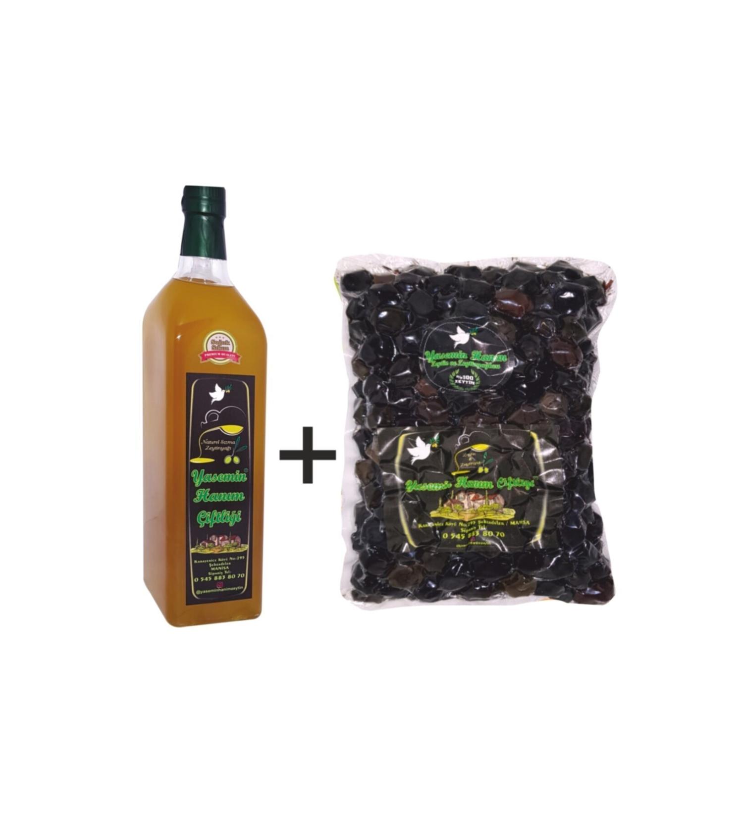 Yasemin Han m Farm Natural Extra Virgin Olive Oil and Olives 1+1 Package