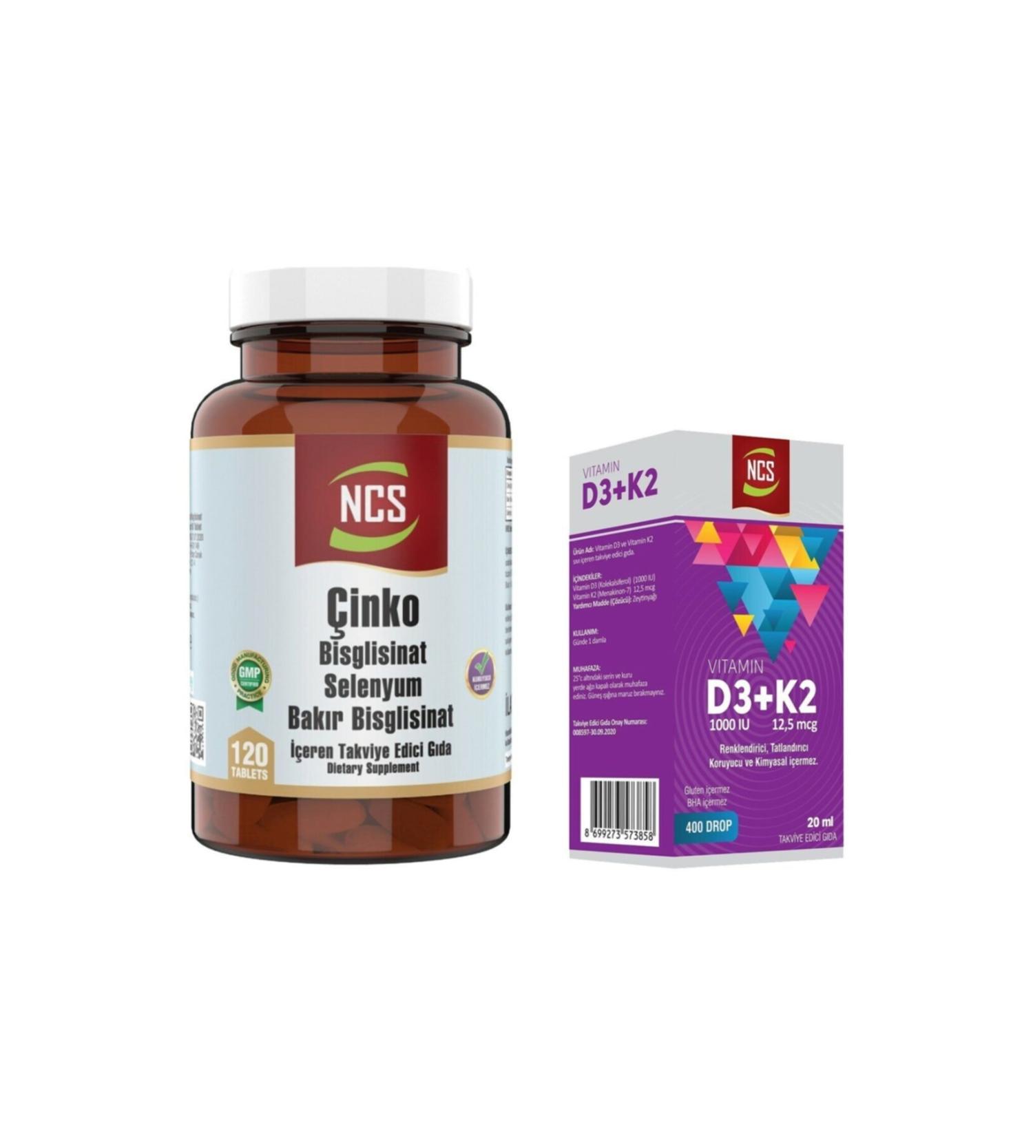 Ncs Zinc Selenium Copper 120 Tablets & Vitamin D3 K2 Drops