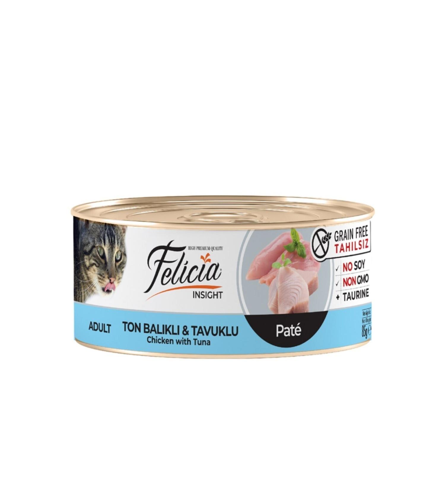 FURYATREND Felicia Grain-Free 85 gr Tuna-Chicken Minced Cat Food 24 Pieces
