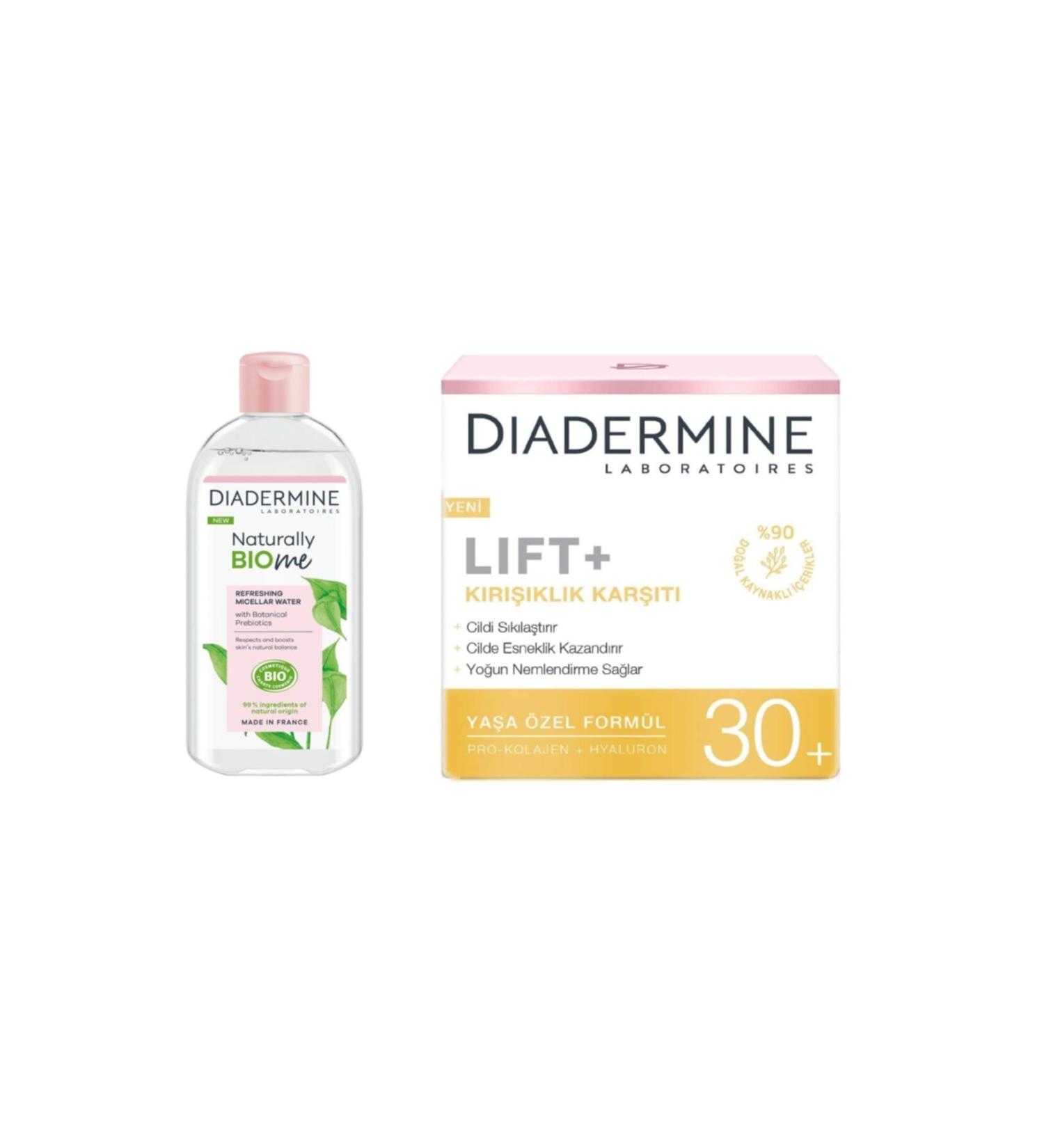 Diadermine (+30) Anti-Wrinkle Care Cream 50 ml and Make-up Remover Water 400 ml