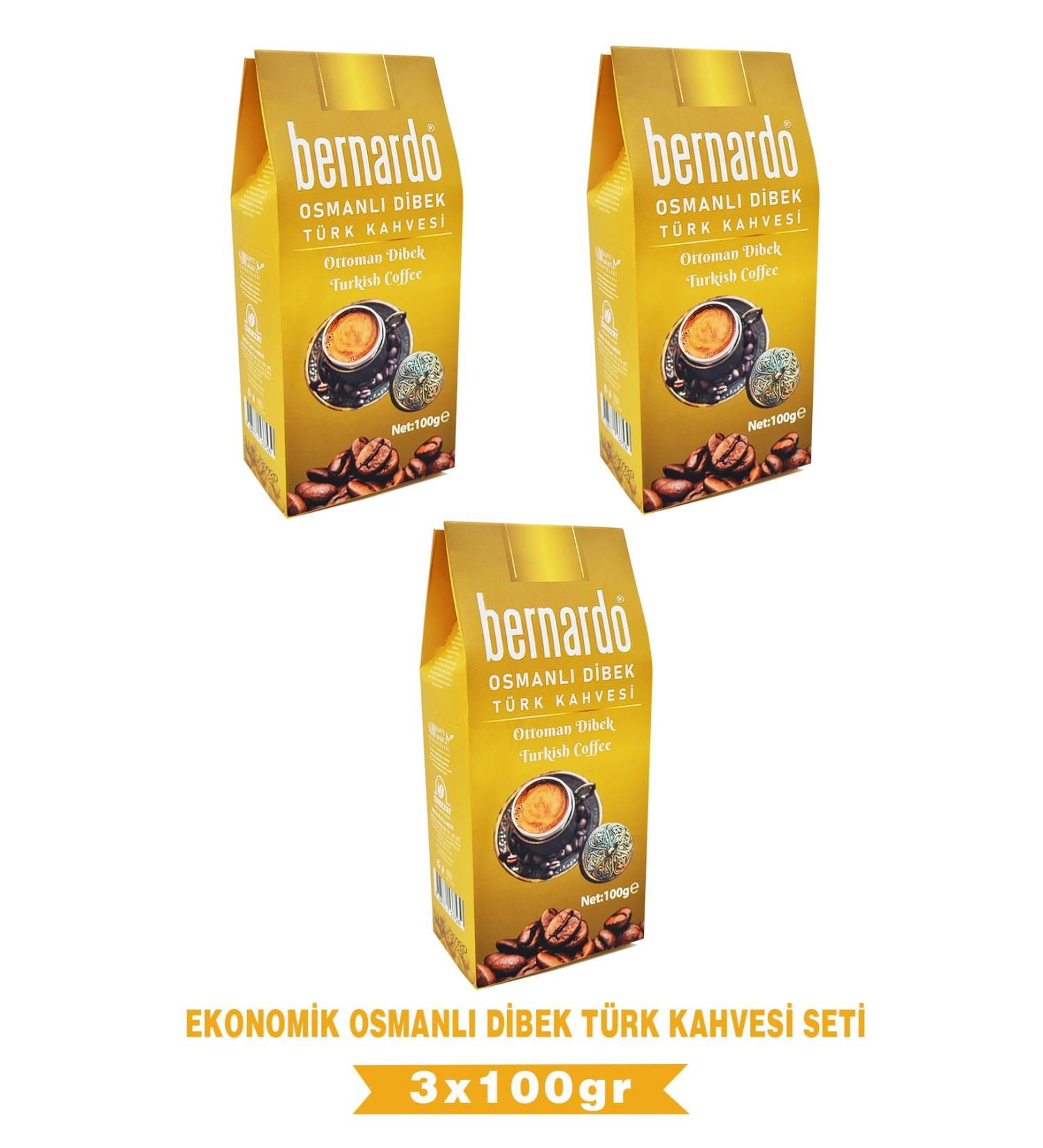 Bernardo 3-Piece Ottoman Dibek Turkish Coffee Economic Set 100grx3