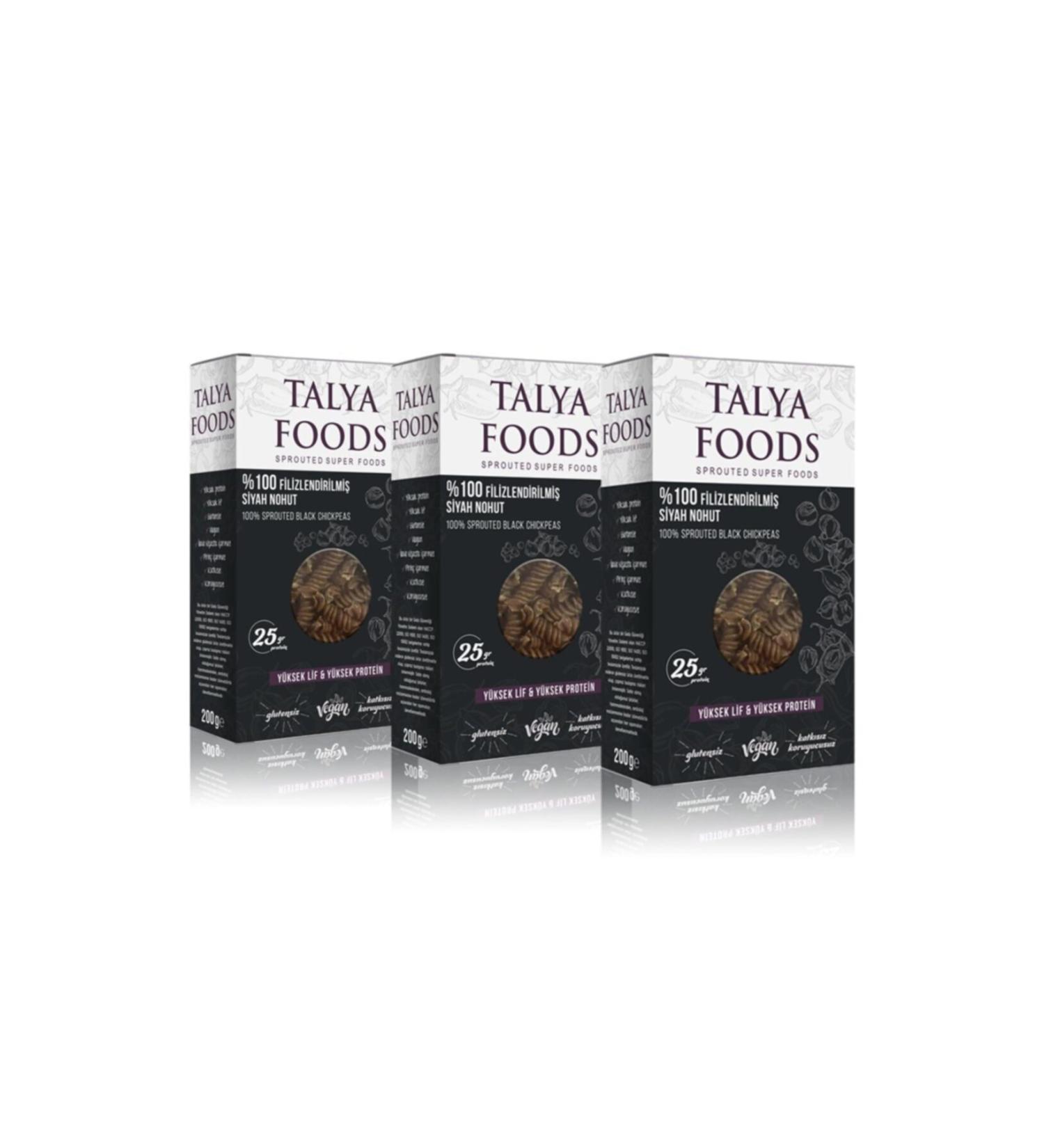 TALYA FOODS Sprouted Black Chickpea Pasta 3x200g