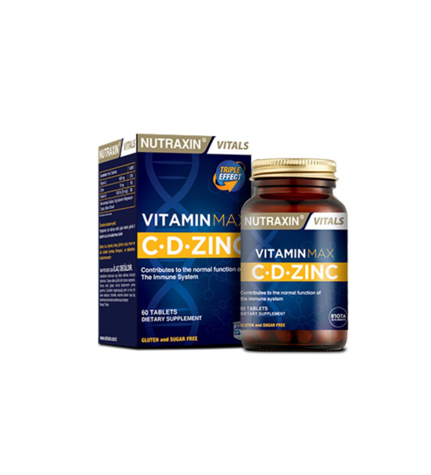 Nutraxin Vitamin Max (Vitamin C Vitamin D and Zinc) 60 Tablets