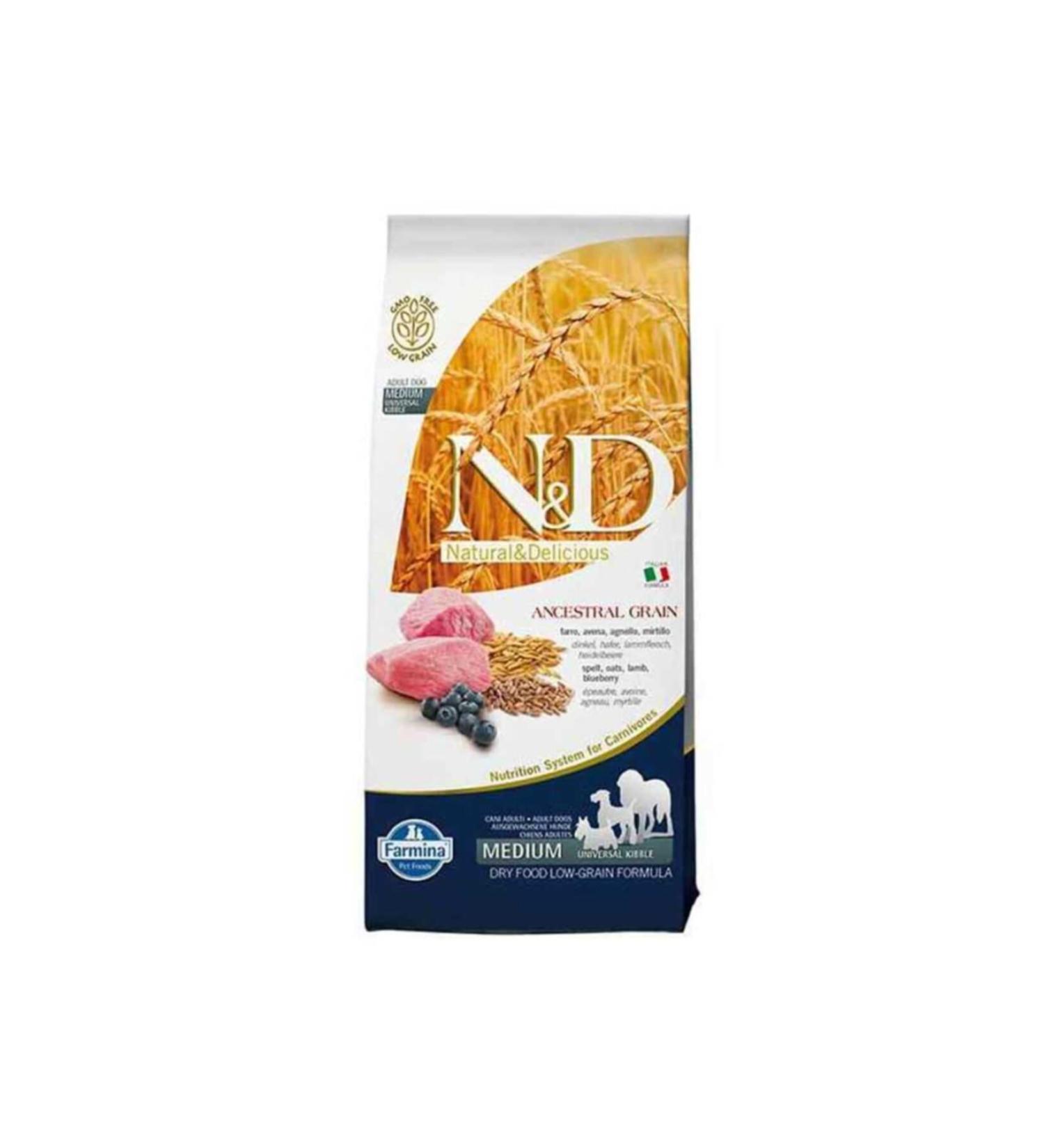 Farmina N&D Lamb and Blueberry Low Grain Medium Breed Adult Dog Food 2.5 Kg