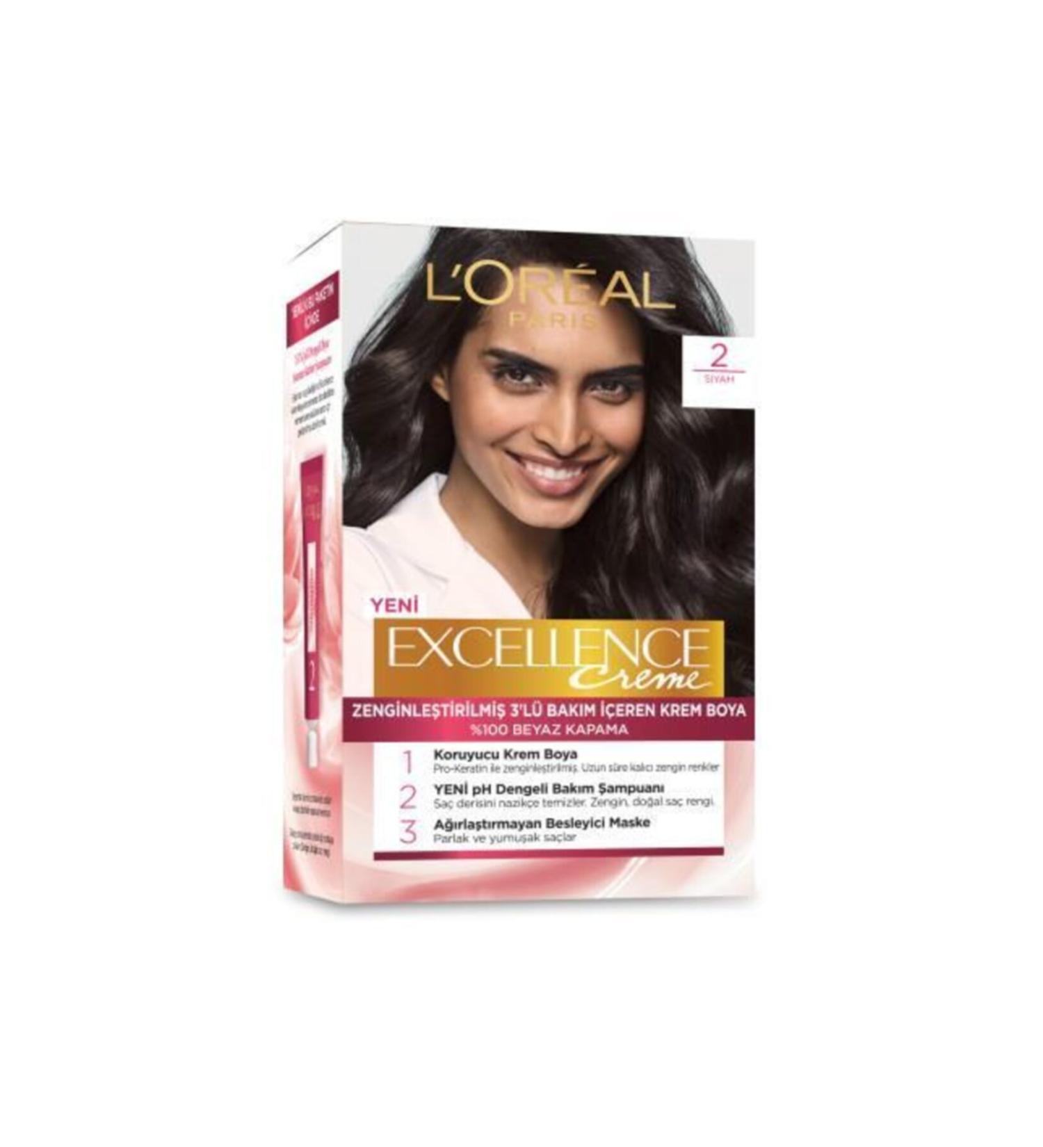 L'Oreal Paris L'or al Paris Excellence Creme Hair Dye - 2 Black