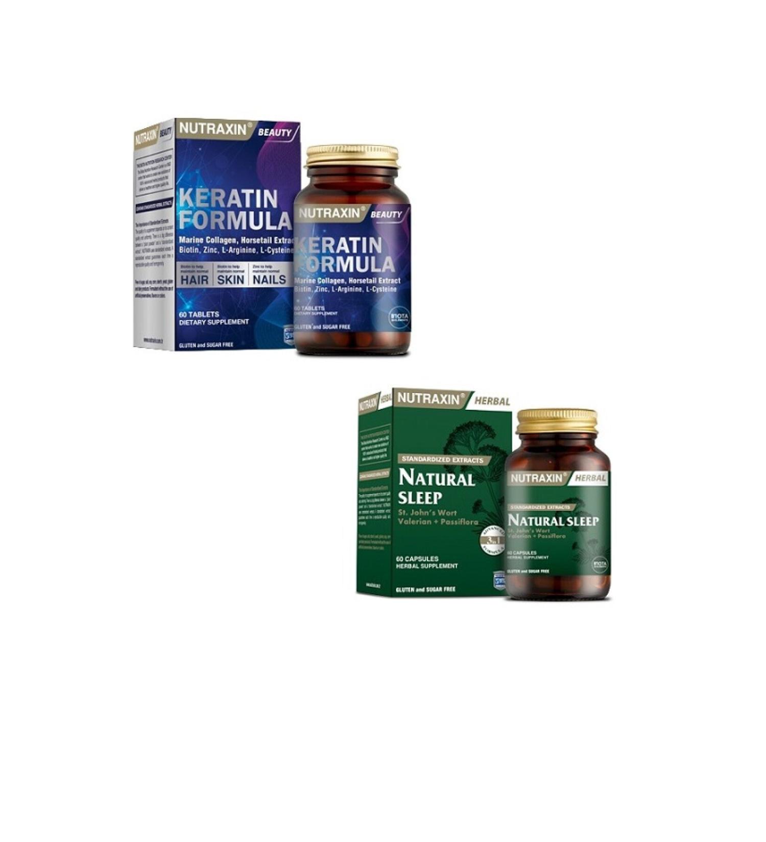 Nutraxin Karatin Formala 60 Tablets + Sleep Regulation Assistant Natural Sleep