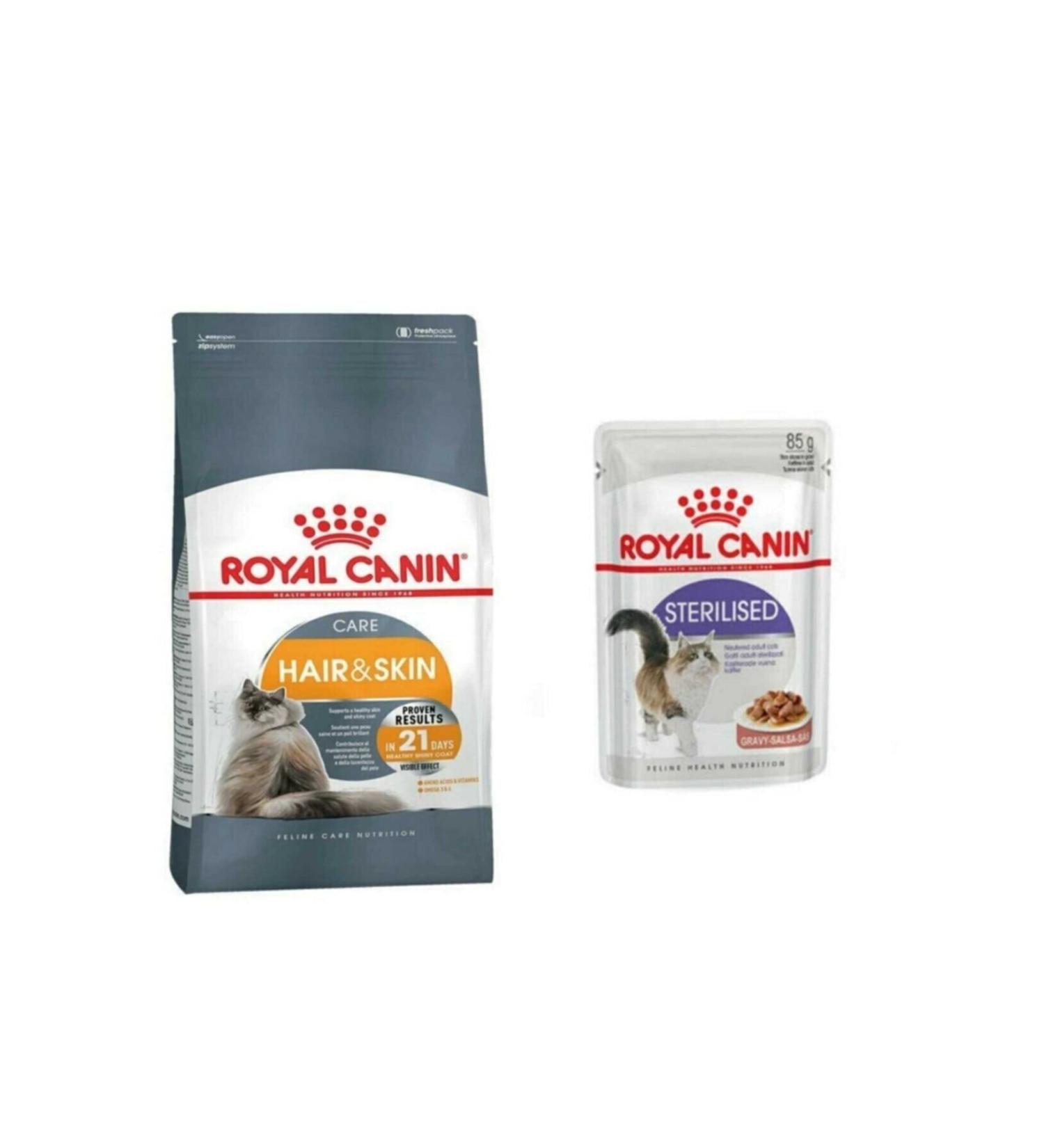 Royal Canin Neo Pet Market Hair Skin Sensitive Furry Cat Food 2 Kg + Neutered Pouch Wet Food 85 Gr.