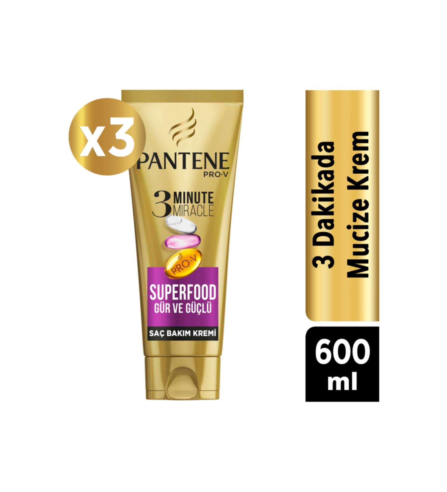 Pantene 3 Minute Miracle Hair Care Conditioner Superfood Thick and Strong 200 ml x 3 Pieces - Buy Online on GoSupps.com