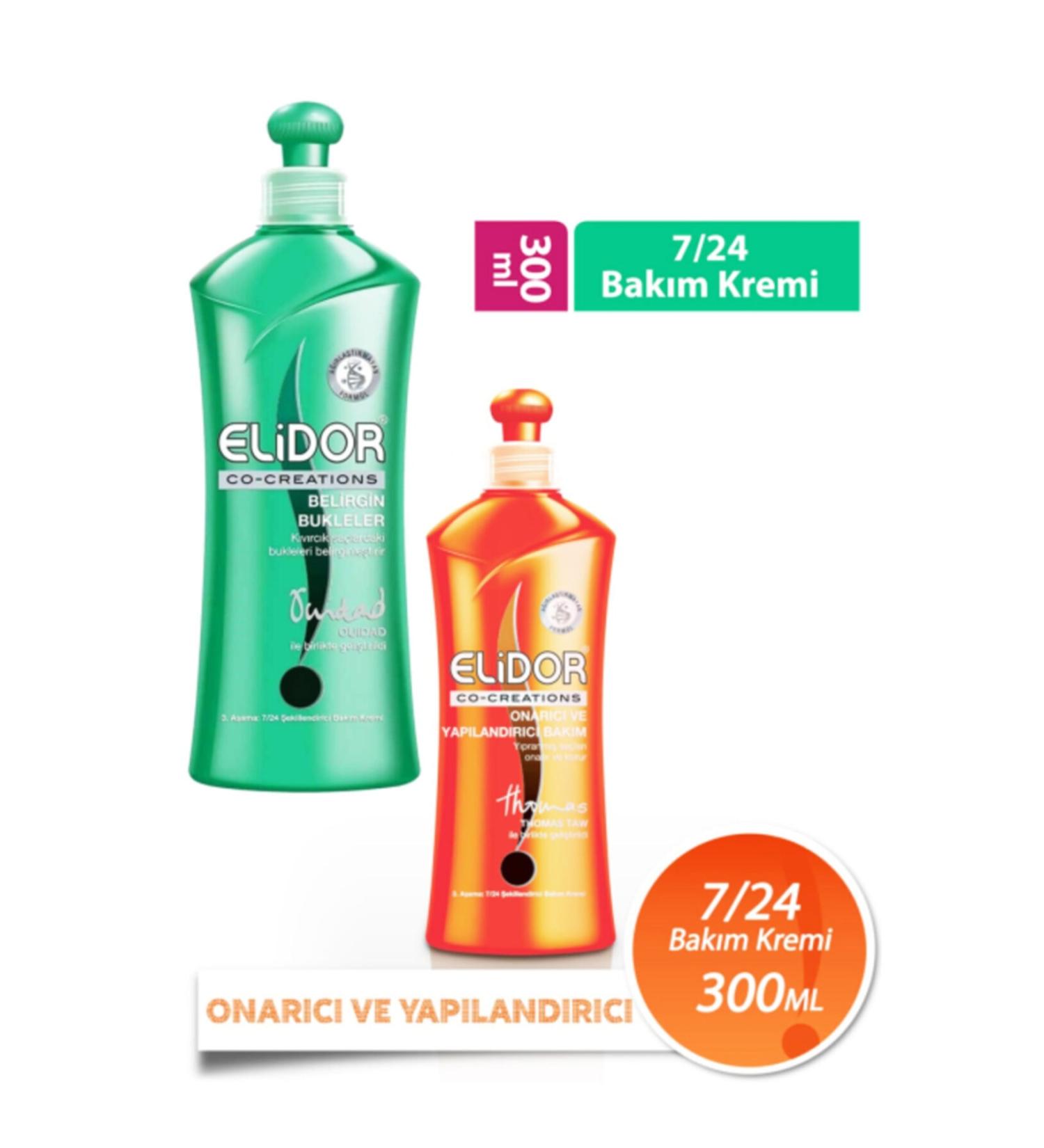 Elidor 7/24 Definite Curl Hair Cream 300 Ml + Hair Cream 7/24 Repair 300 Ml