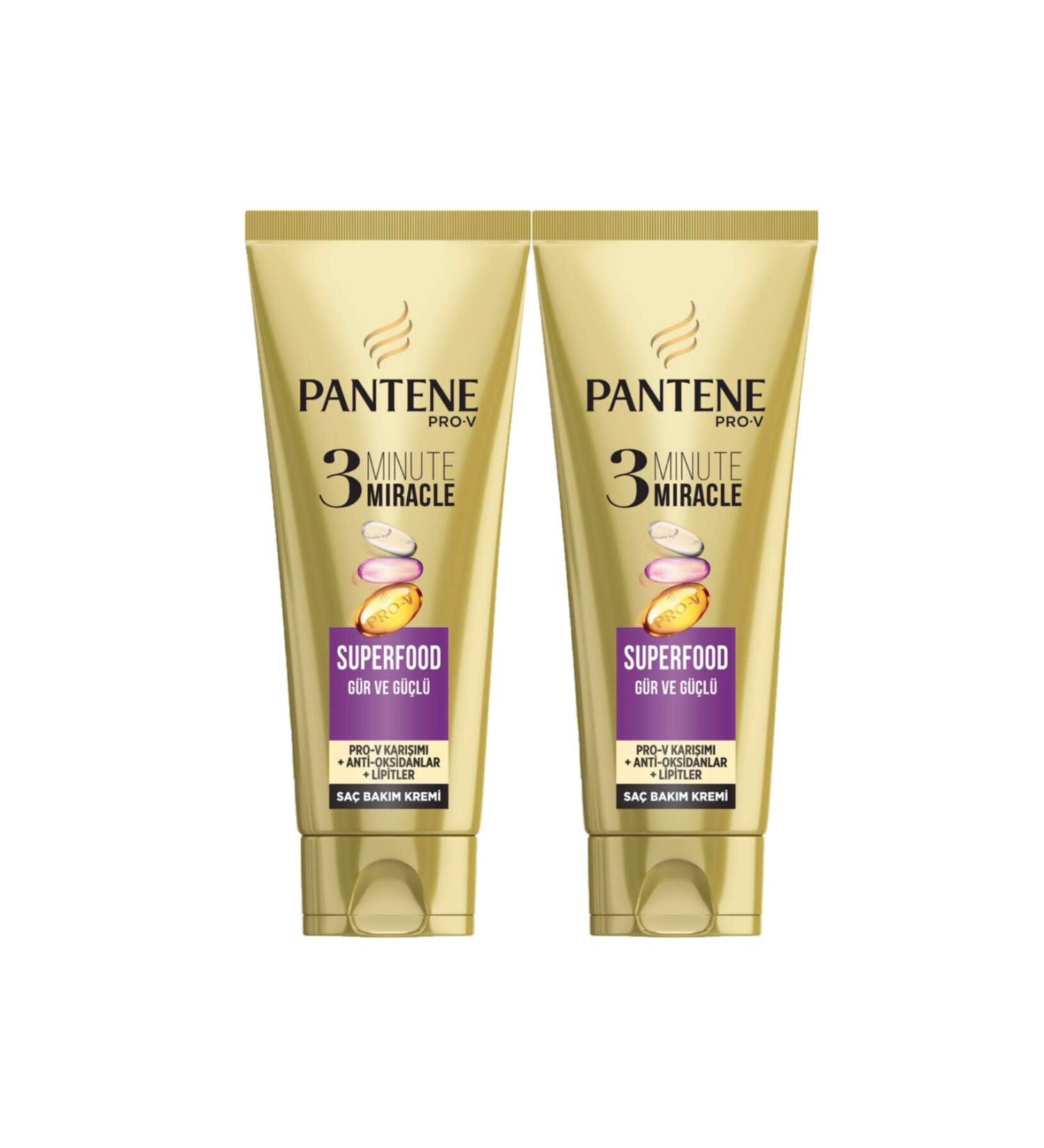 Pantene 3 Minute Miracle Hair Care Cream Superfood Thick and Strong 200 ml 2 Pieces - Buy Online on GoSupps.com