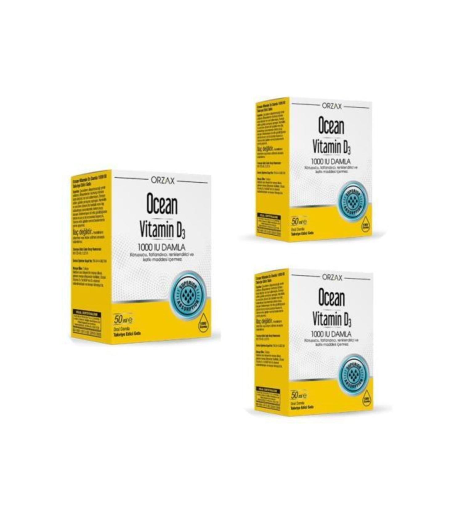 Ocean Vitamin D3 1000 Iu Drops 50 ml 3 Boxes