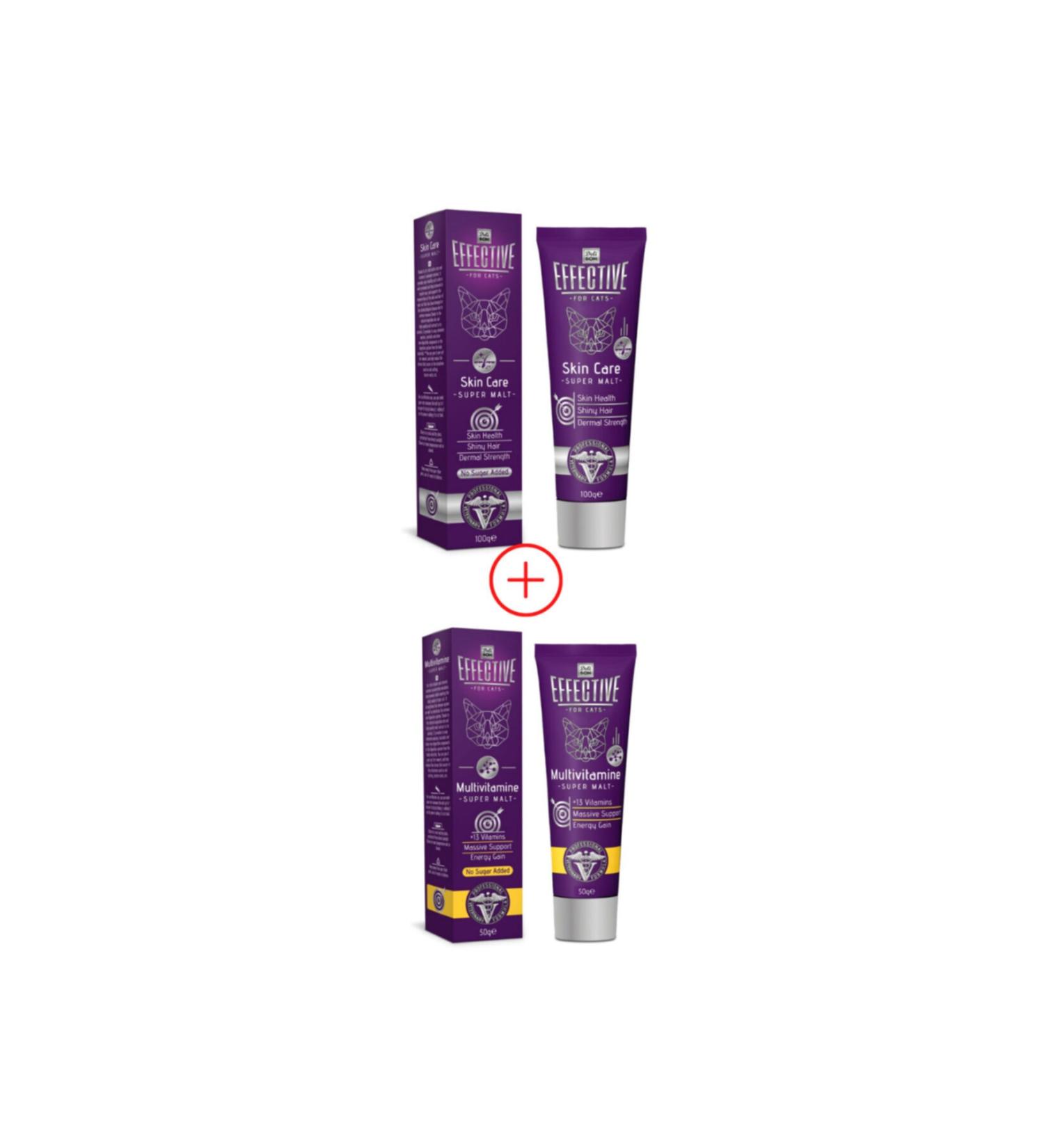 Delibon Effective Cat Malt Multivitamin 50 Gr + Cat Vitamin for Skin and Fur Care 100 Gr