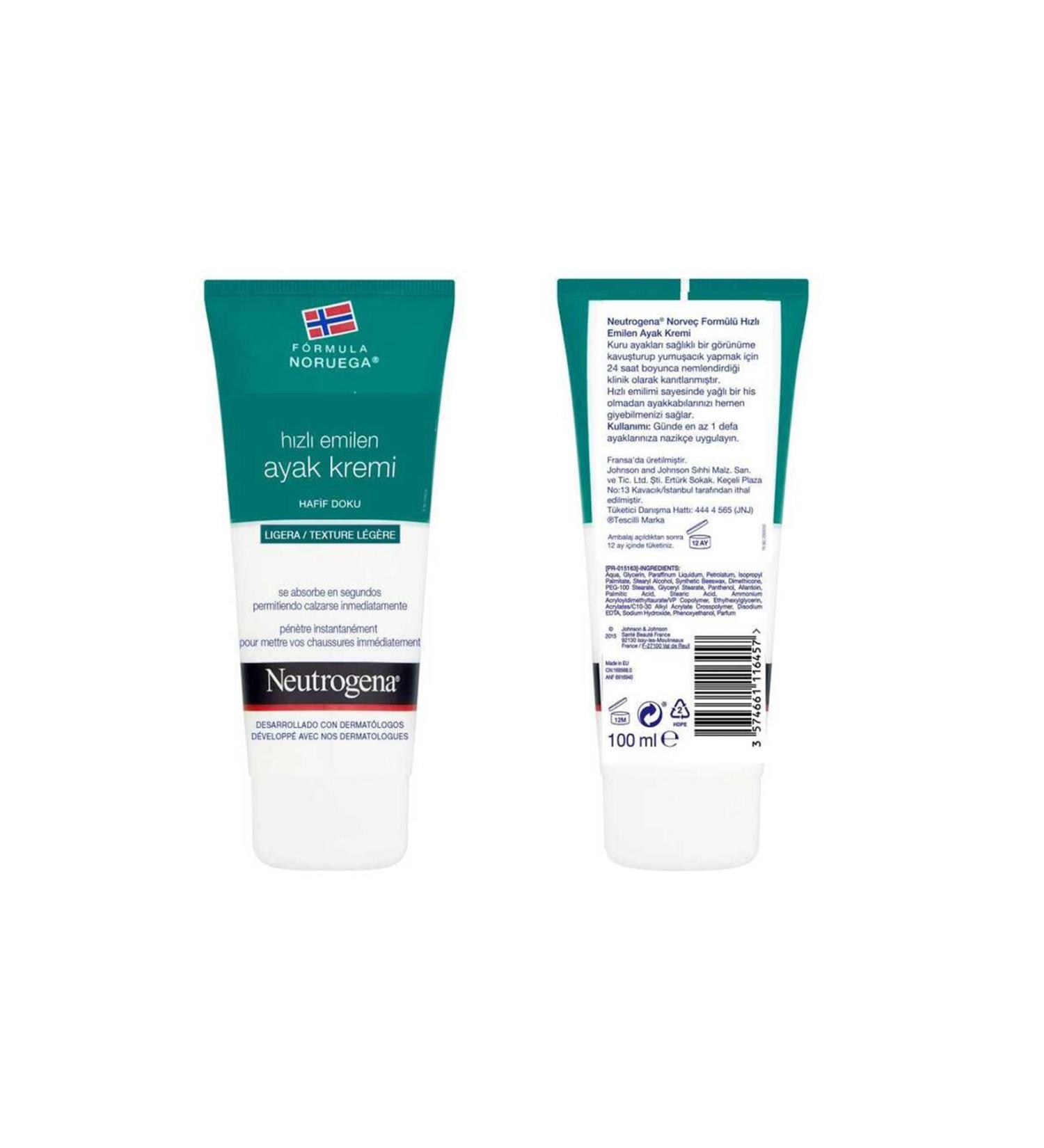 Neutrogena Norwegian Formula Fast Absorbing Foot Cream 100 Ml