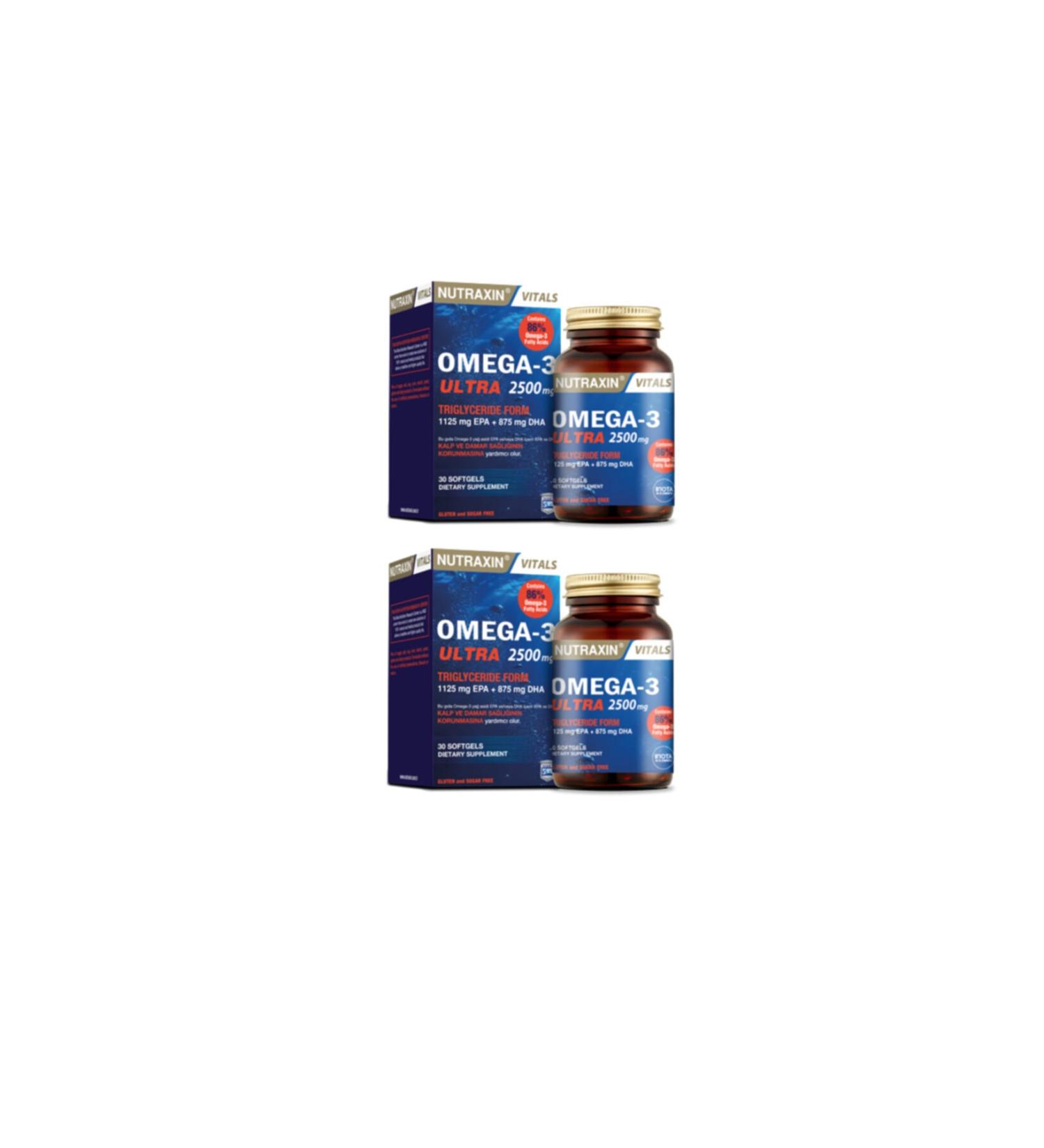 Nutraxin Omega-3 Ultra 2500 Mg 30 Softgels X2 Pieces