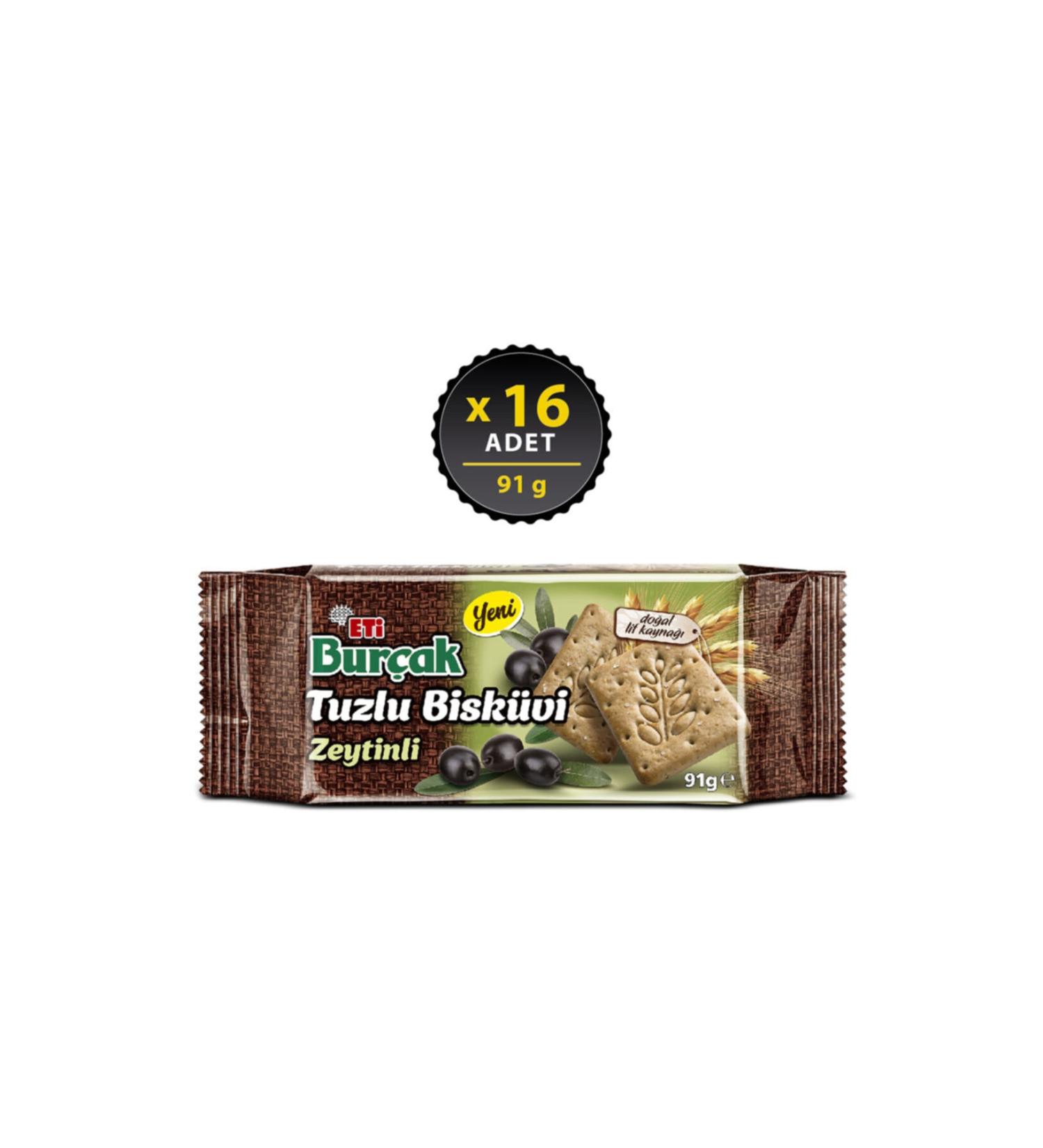 Eti Bur ak Olive Salted Biscuits 91 g x 16 Pieces - Buy Online on GoSupps.com