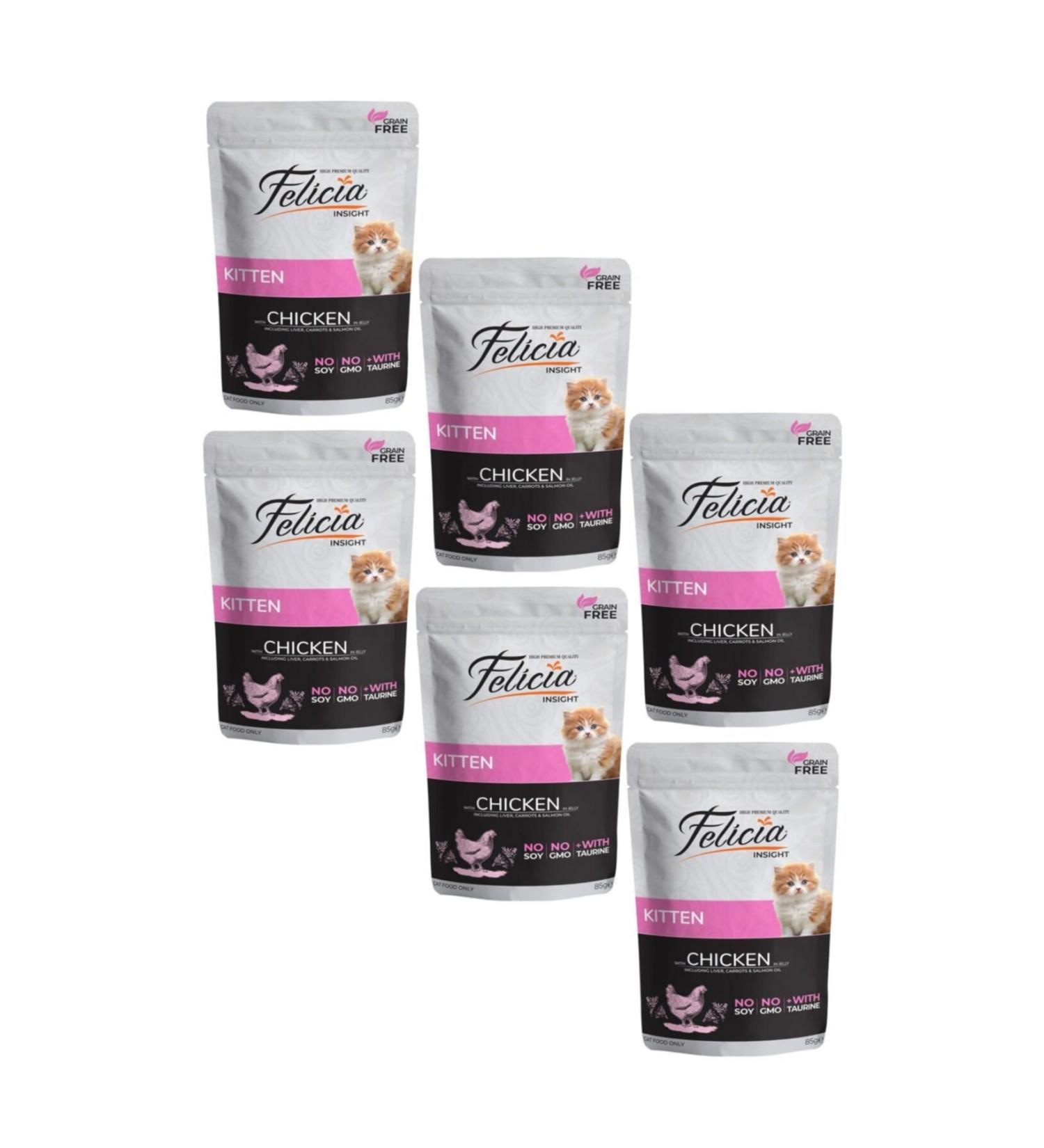 Felicia Pouch Kitten Chicken Kitten Canned Food Grain-Free 85 Gr (6 Pieces)