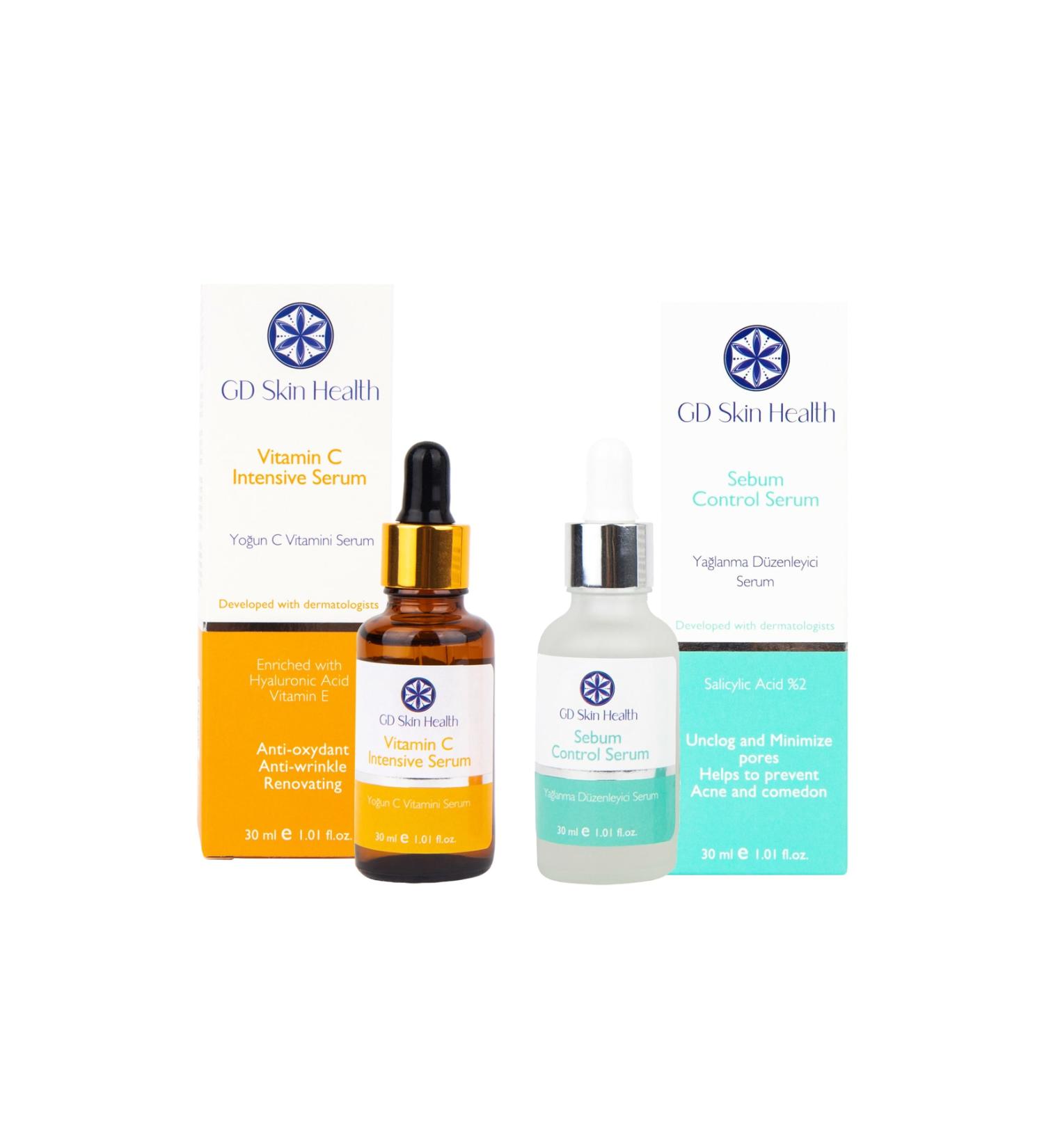 GD skin Health Vitamin C Intensive Intensive Vitamin C Serum+sebum Control Serum Oil Regulating Serum 30ml - Buy Online on GoSupps.com