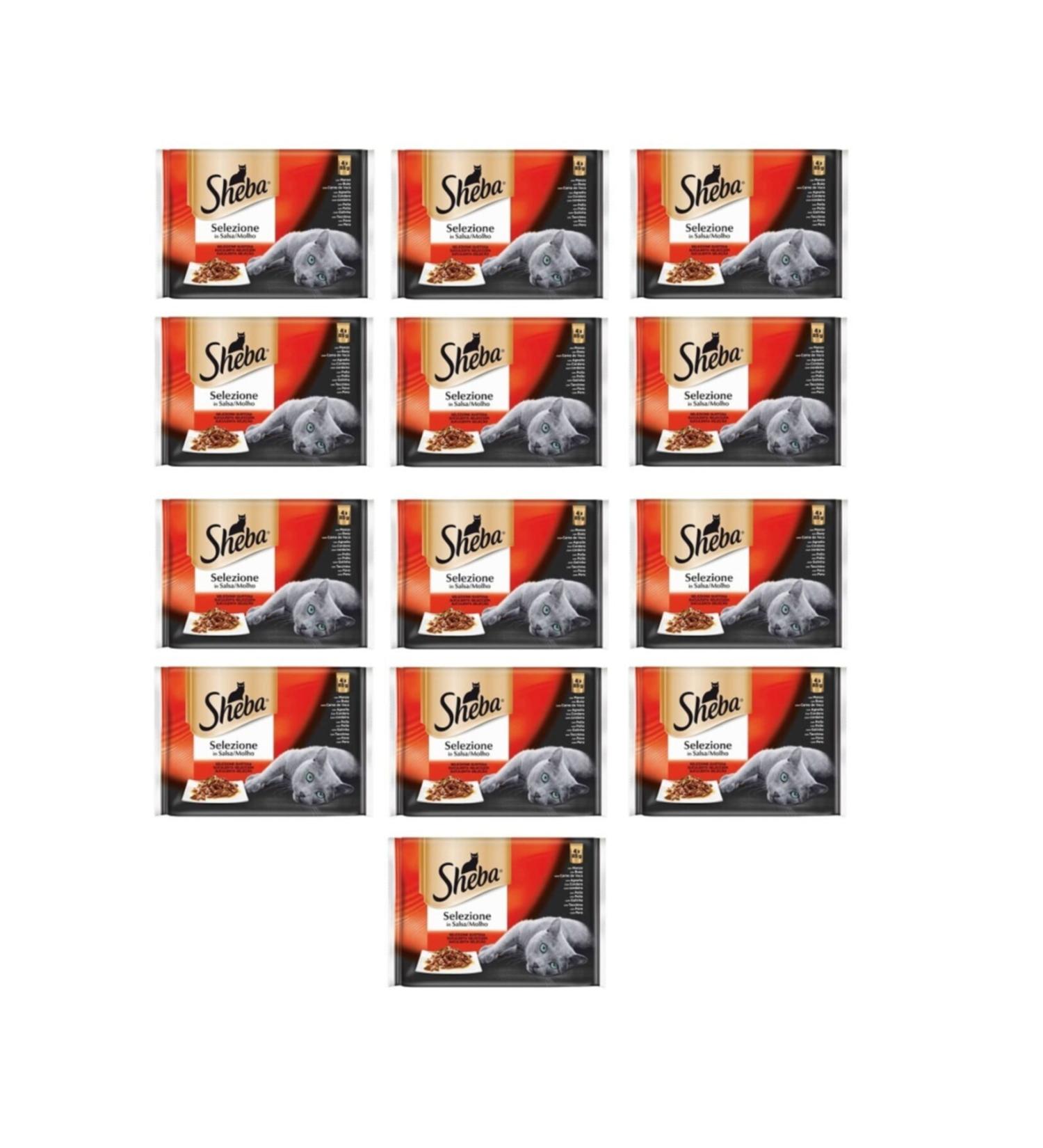 SHEBA Pouch Mixed Variety Adult Cat Canned Food 85 Gr (4 Pieces) (13 Pieces)