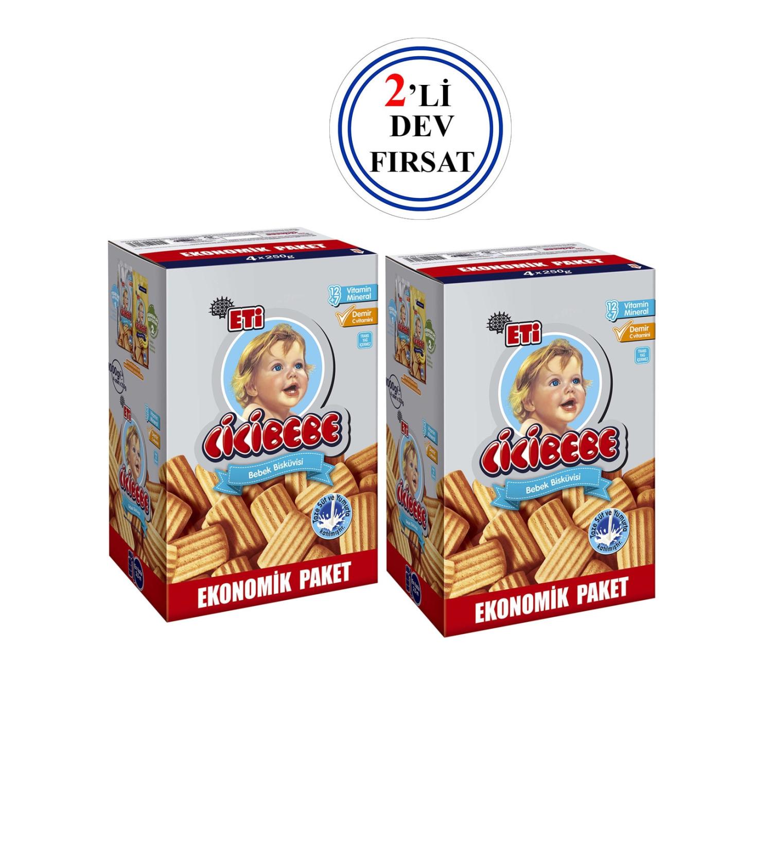 Eti Cici Baby Biscuits Economical Package 2-Piece Huge Opportunity 1000 Gr