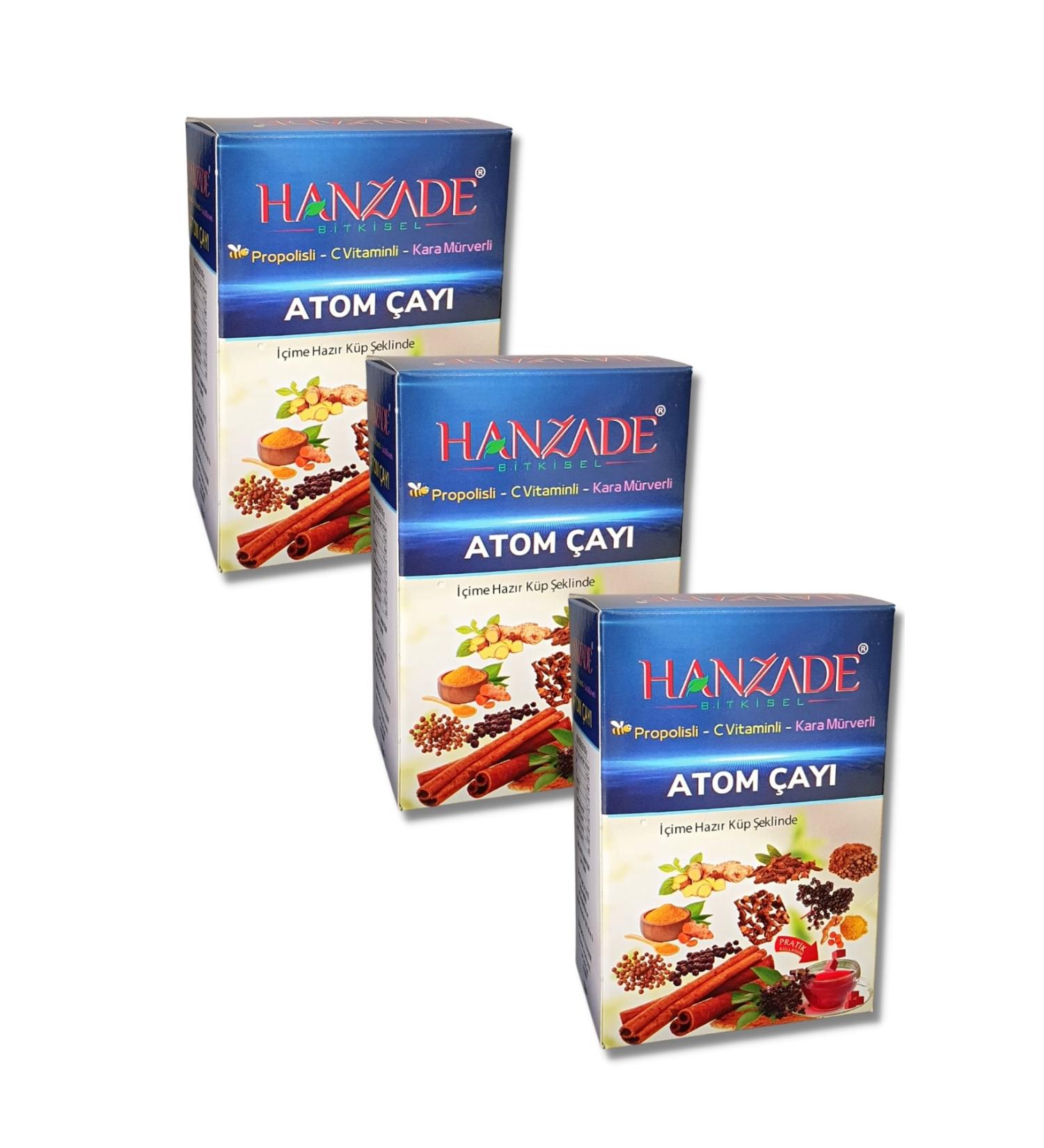 Hanzade Herbal Propolis Vitamin C - Black Elderberry Atom Tea Winter Tea 150 gr X 3 Pieces - Buy Online on GoSupps.com