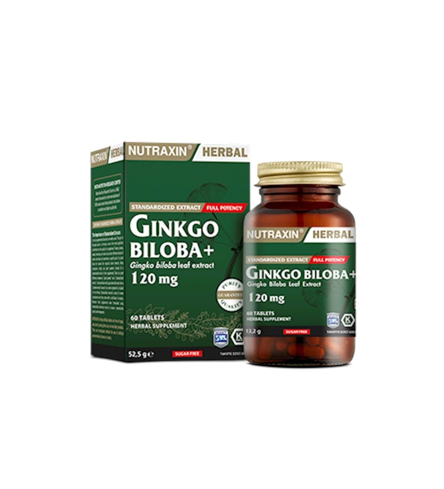 Nutraxin Herbal Ginkgo Biloba 120mg 60 Tablets
