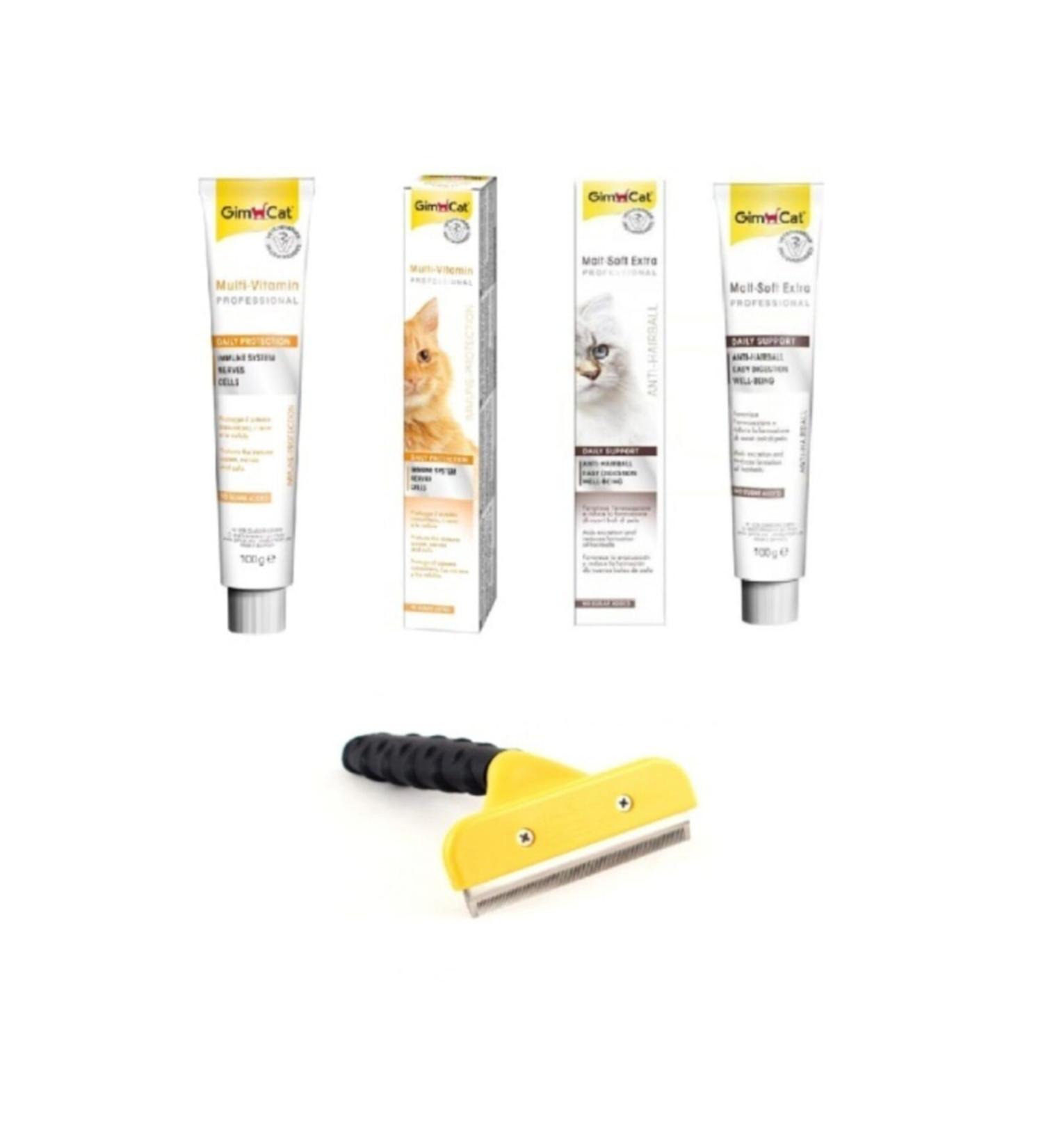 Genc Home Furminator Hair Removal Collector Comb 7cm + Gimcat Multivitamin 100gr + Gimcat Malt Soft Extra 100gr