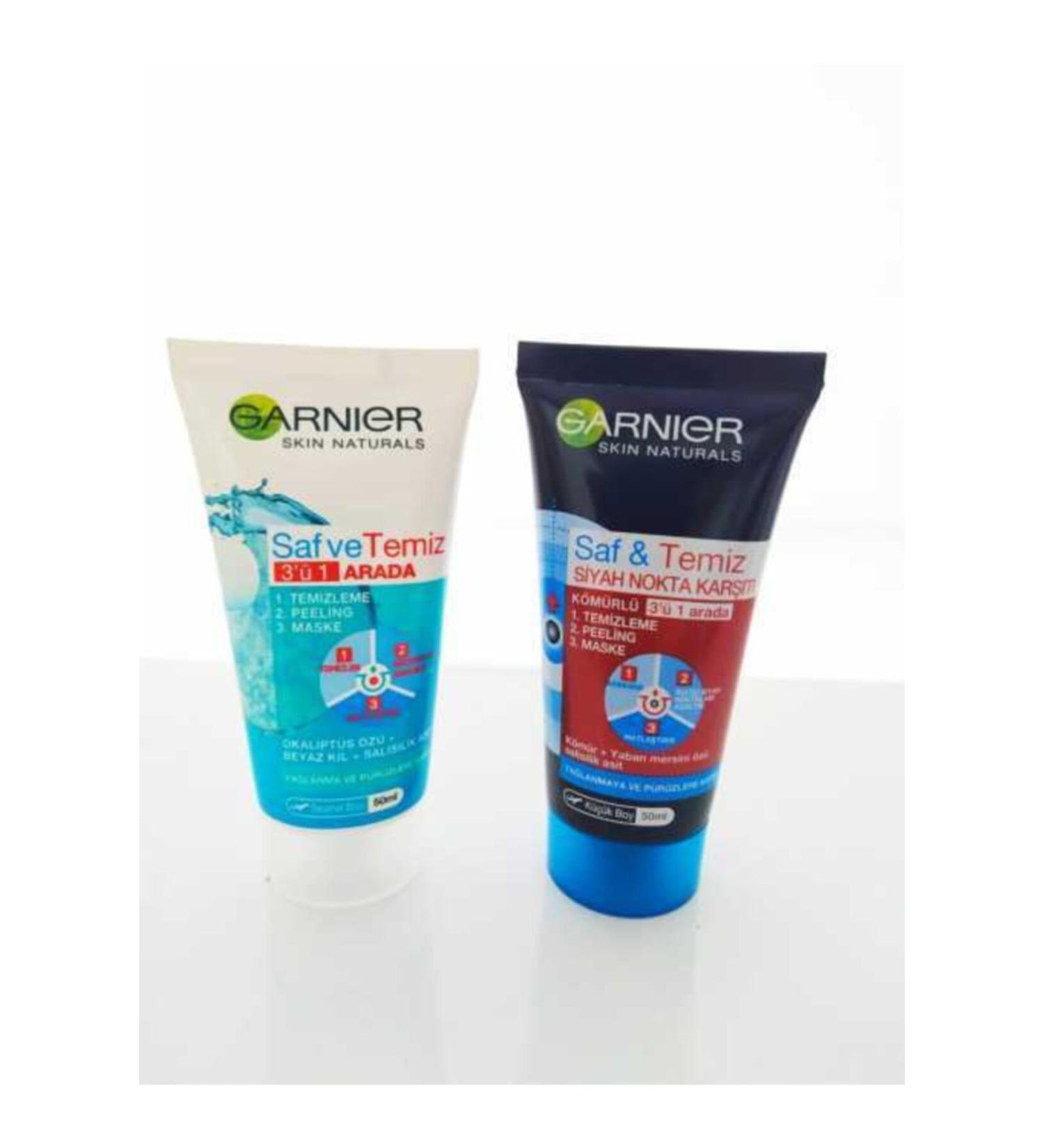 Garnier Gar. Pure&Clean Charcoal 3 in 1 50ml+ Pure & Clean 3 in 1 Cleansing Peeling Mask50 Ml