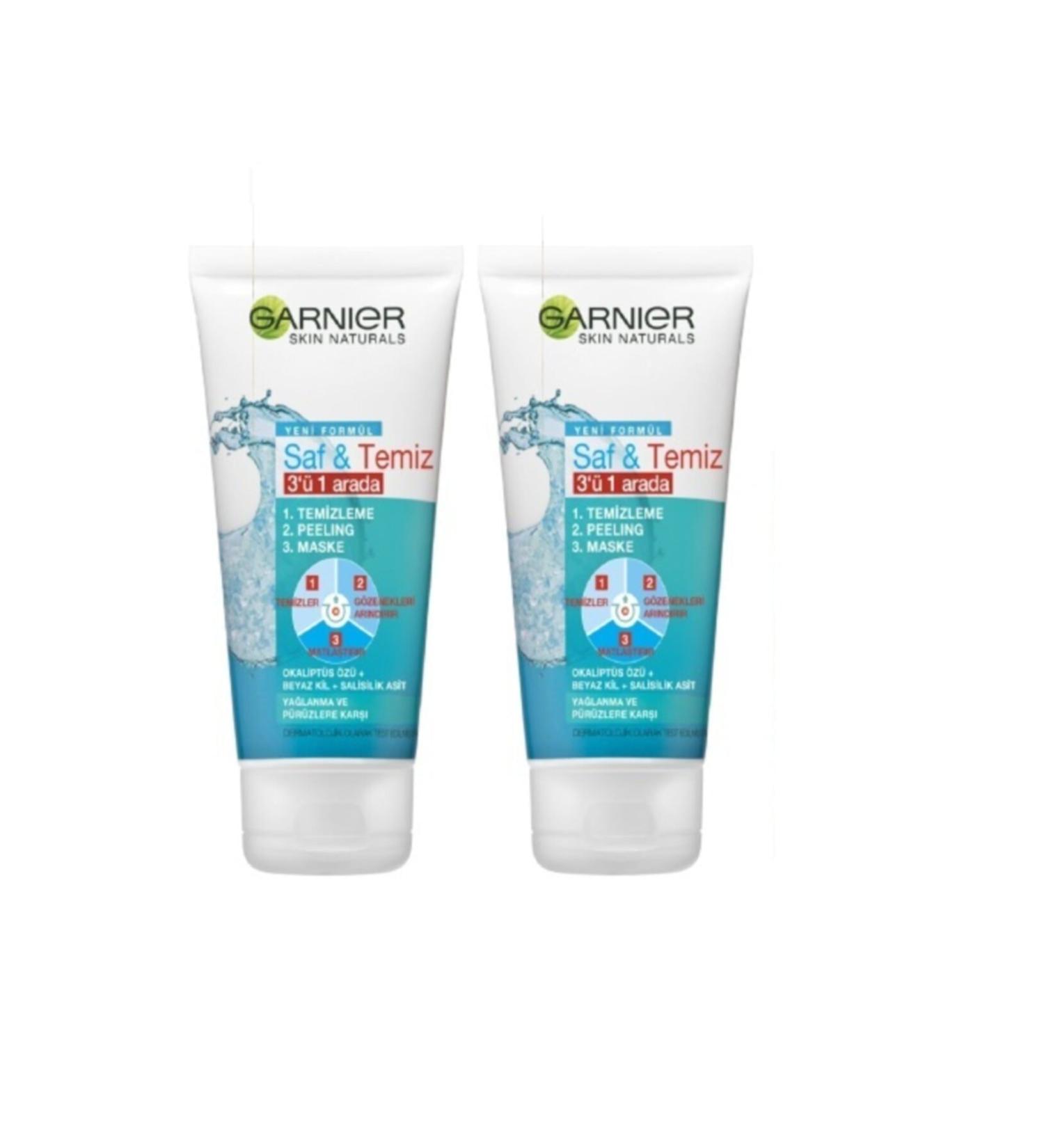 Garnier Pure&Clean 3 in 1 Cleansing Peeling Mask X 2 Pieces