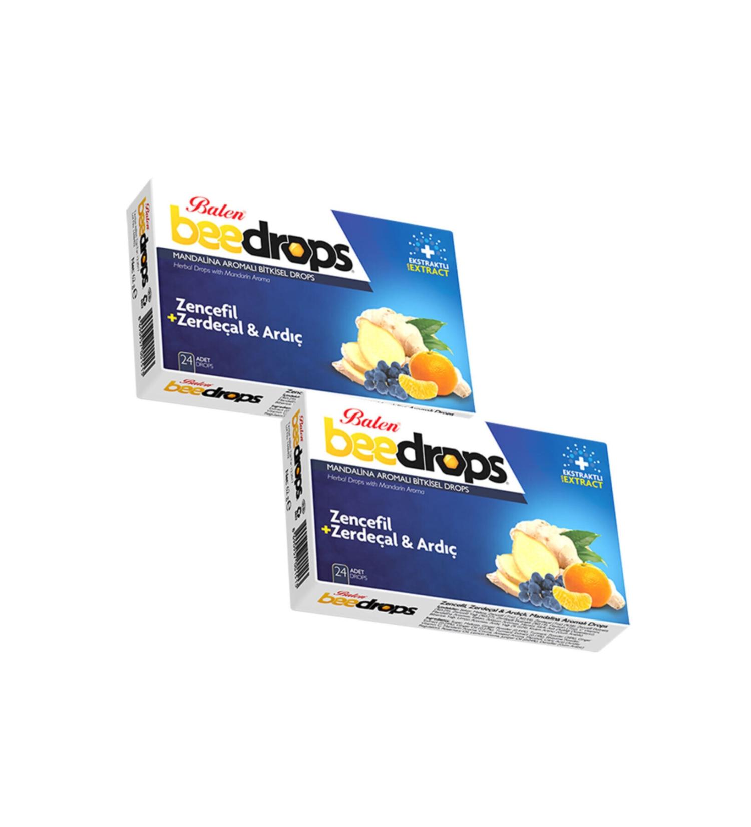 Balen Beedrops Ginger - Turmeric - Juniper Tangerine Flavored 24 Drops X 2 Pieces