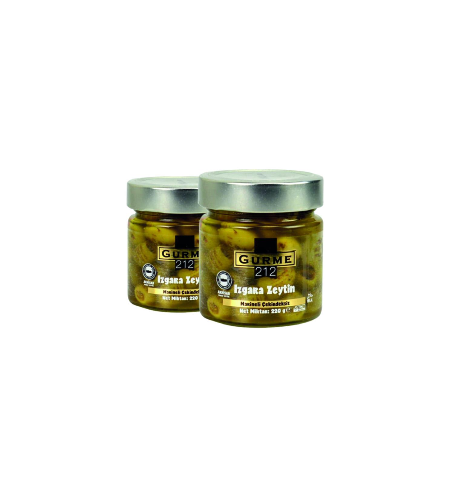Gurme212 Pitted Grilled Olives (green) Ready Appetizer (2 Pieces X 255cc)