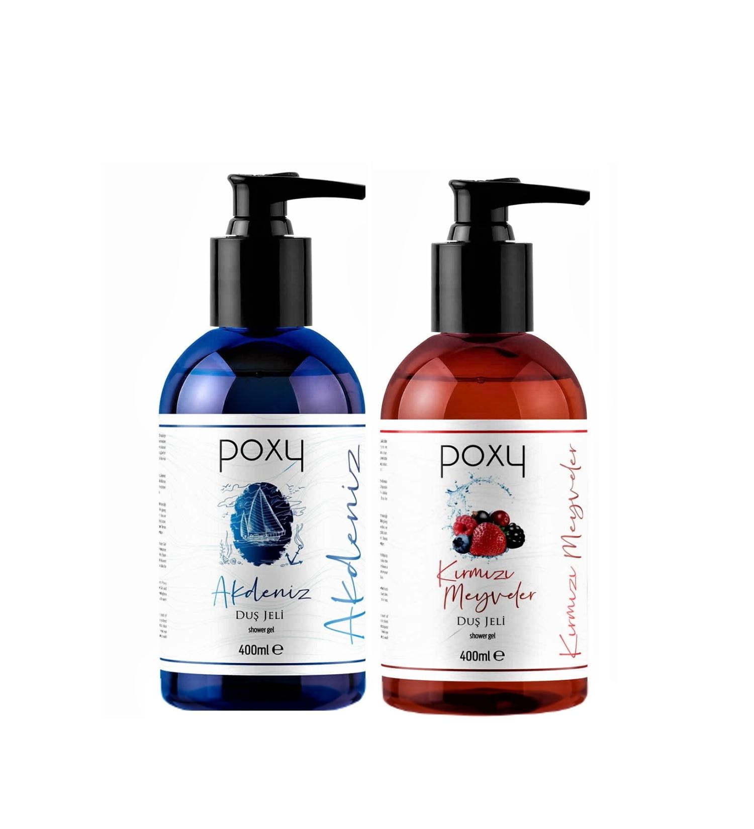 Poxy Mediterranean Shower Gel 400 Ml & Red Fruits Shower Gel 400 Ml