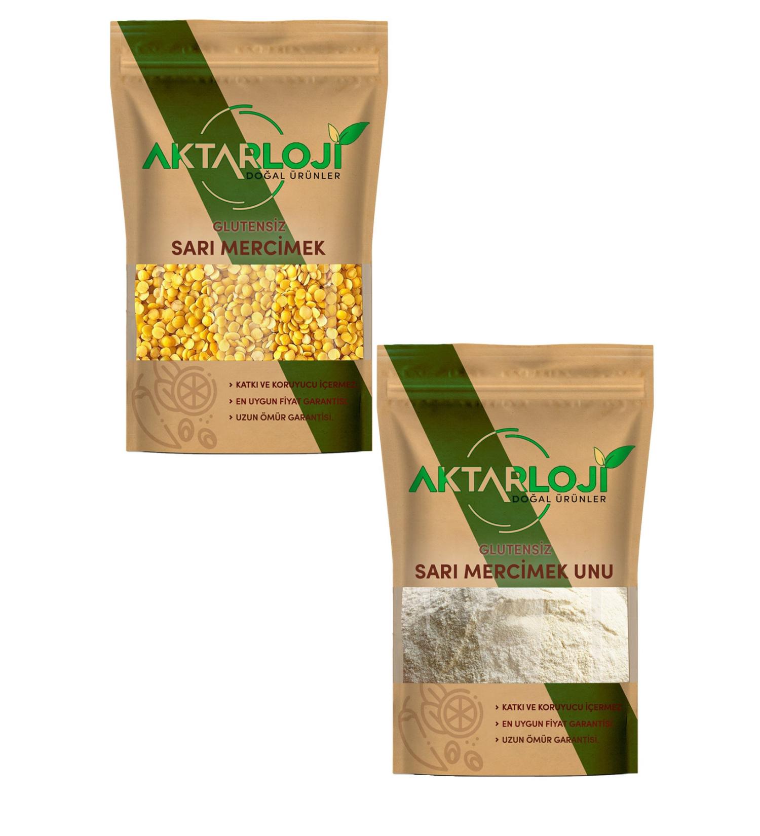 Aktarloji Yellow Lentil Set 2 Kg Gluten-Free Yellow Lentils + 2 Kg Gluten-Free Yellow Lentil Flour