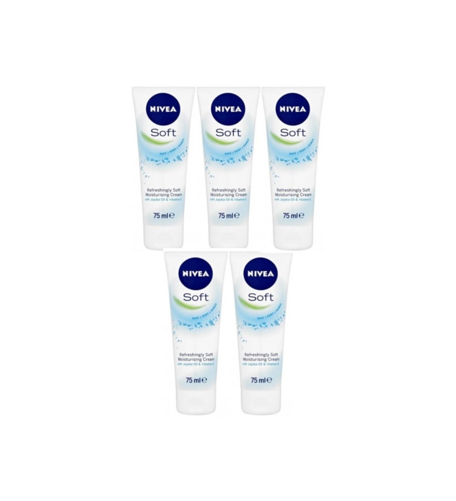 NIVEA Soft Moisturizing Care Cream 75 Ml X 5 Pieces - Buy Online on GoSupps.com