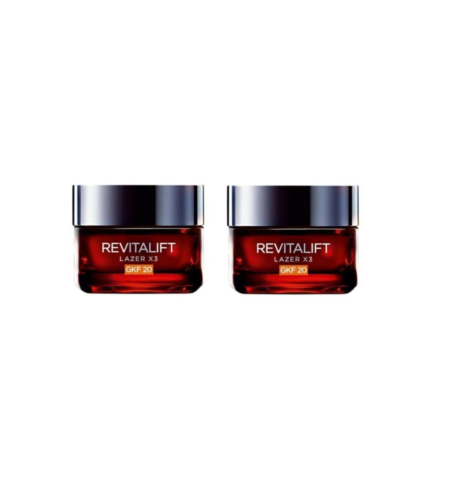 L'Oreal Paris 2 Pieces Revitalift Laser X3 Anti-Stain and Anti-Wrinkle Gfk 20 50 Ml Cream - Buy Online on GoSupps.com