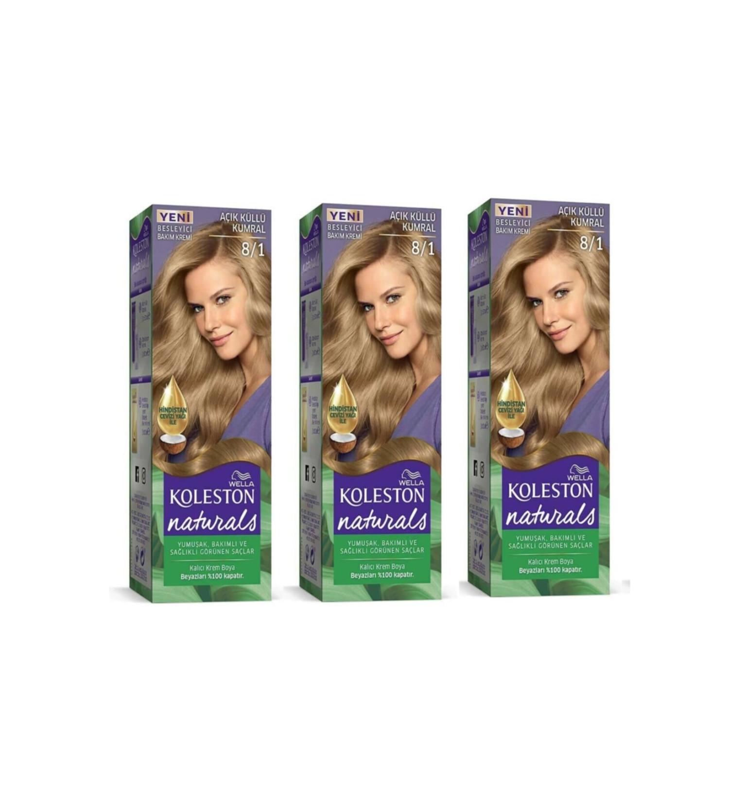 Wella Naturals Light Ash Blonde 8/1 3 Pack