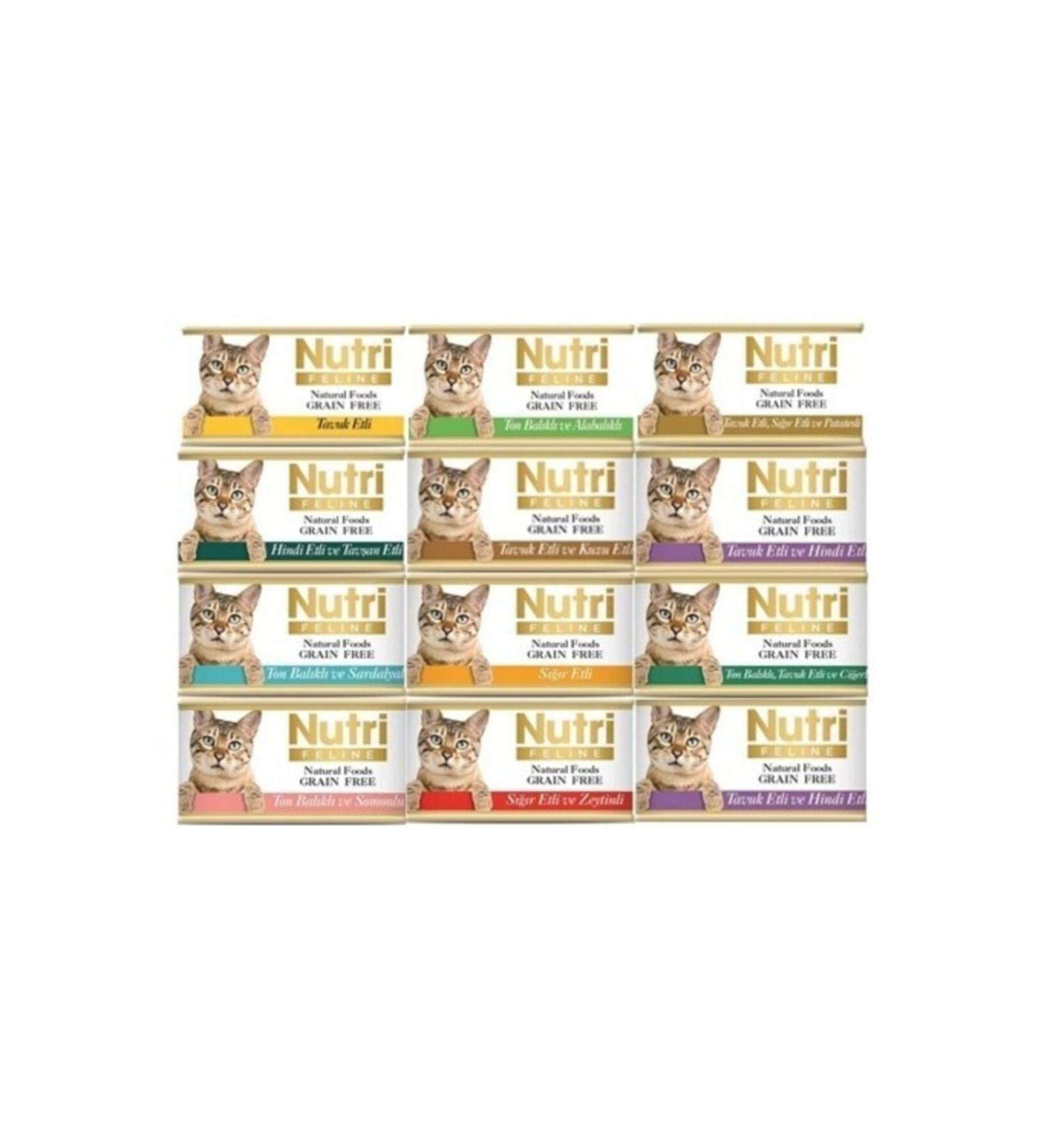 Nutri Feline Mixed Grain-Free Gluten-Free Natural Wet Food 12 Pieces 85 gr