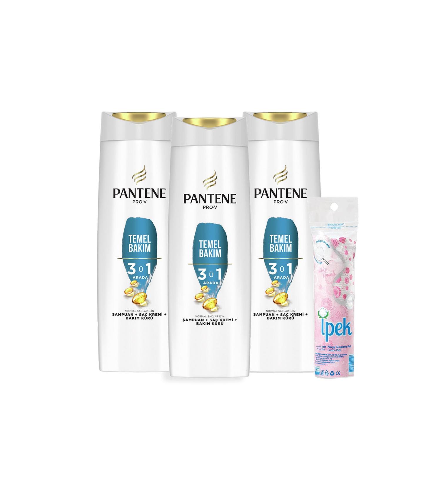 Pantene 3 in 1 Shampoo and Conditioner Basic Care 400 ml X 3 Make-up Cotton - Buy Online on GoSupps.com