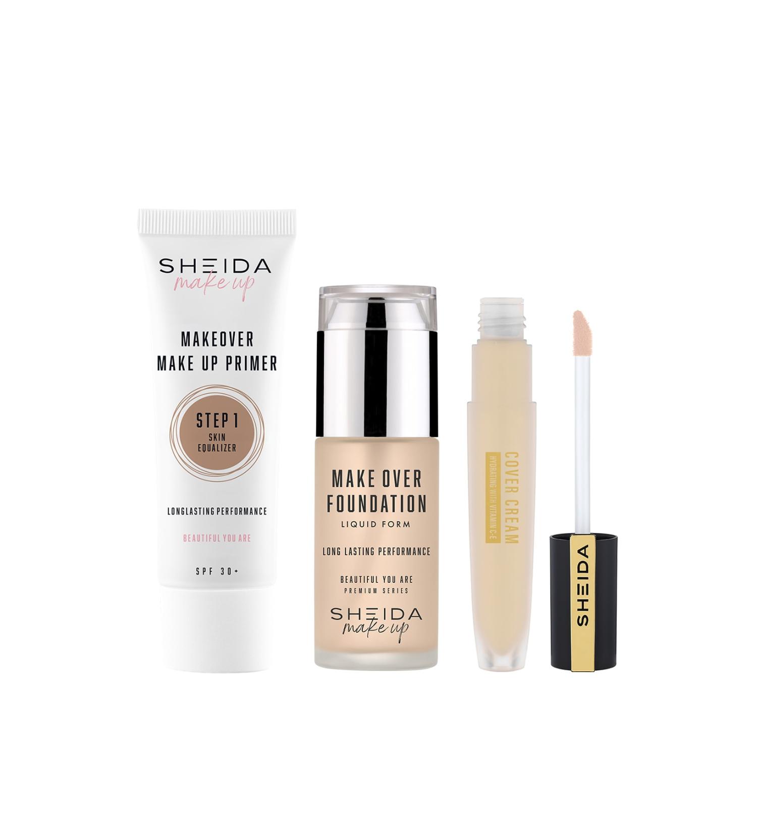 Sheida Liquid Foundation 60 Cover Cream Concealer 55 Makeup Base Set