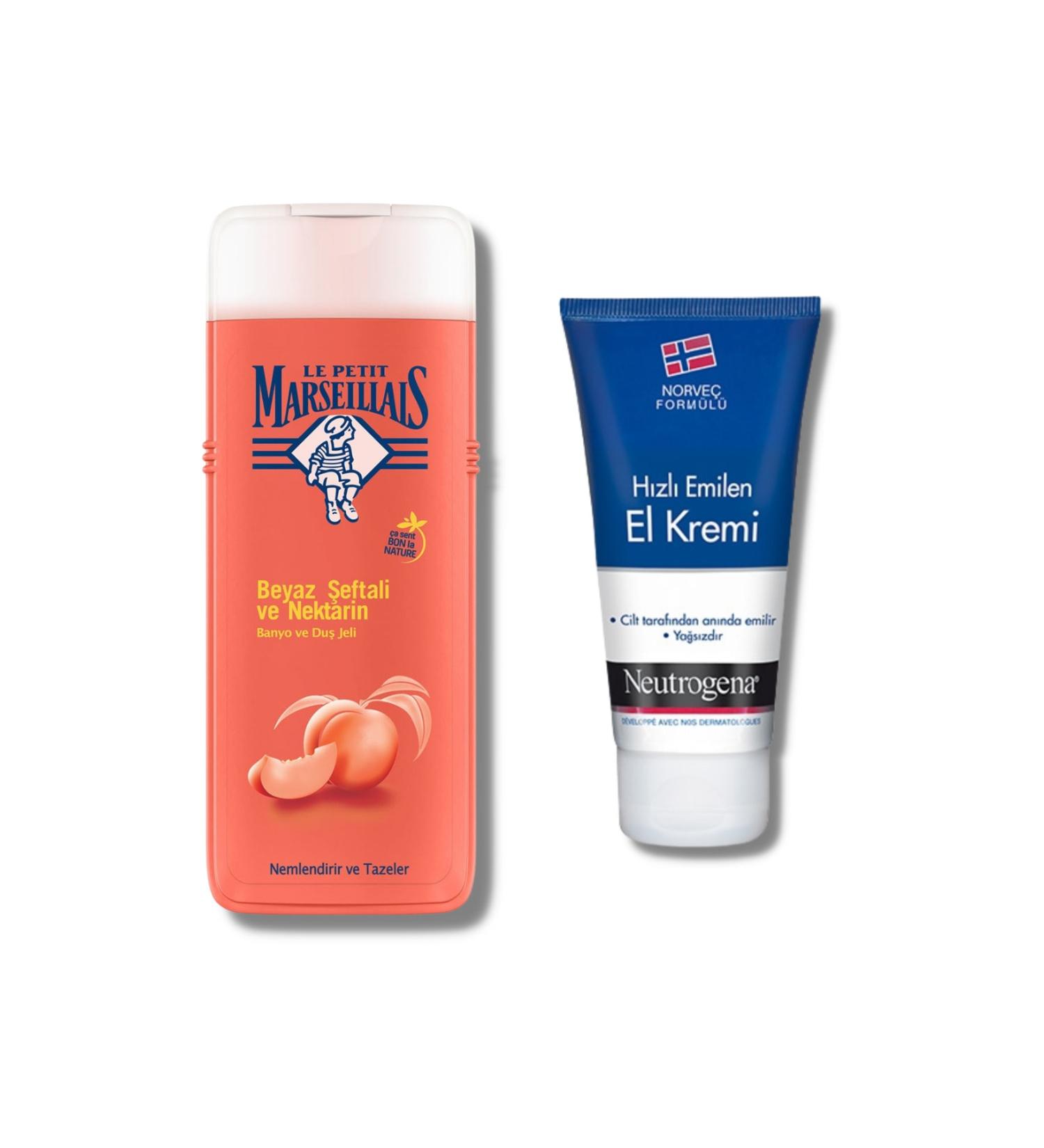 Le Petit Marseillais Shower Gel Peach & Nectarine 400 ml + Norwegian Formula Fast Absorbing Hand Cream 75 ml
