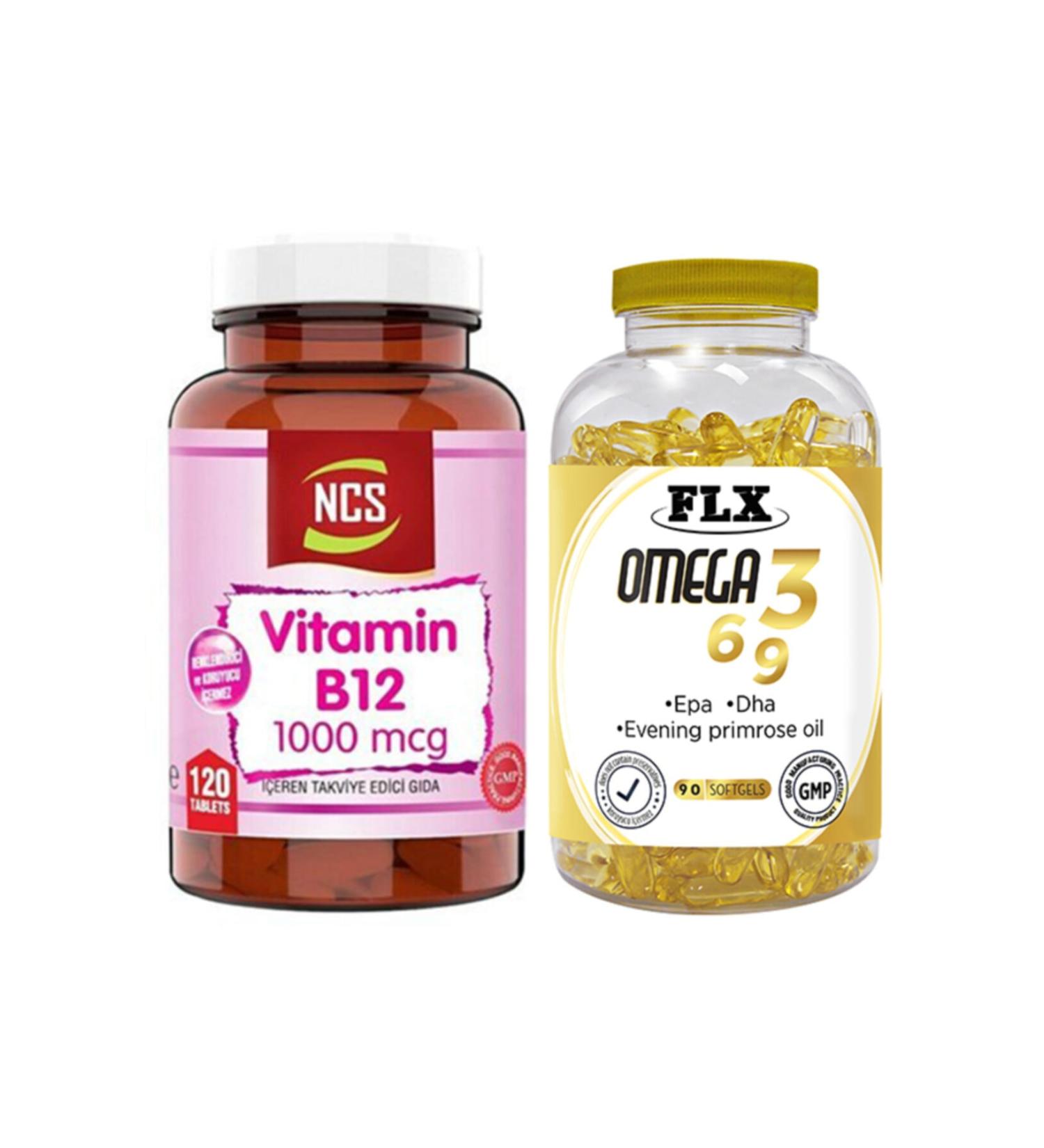 Ncs Vitamin B12 120 Tablets & Flx Omega 3-6-9 90 Tablets