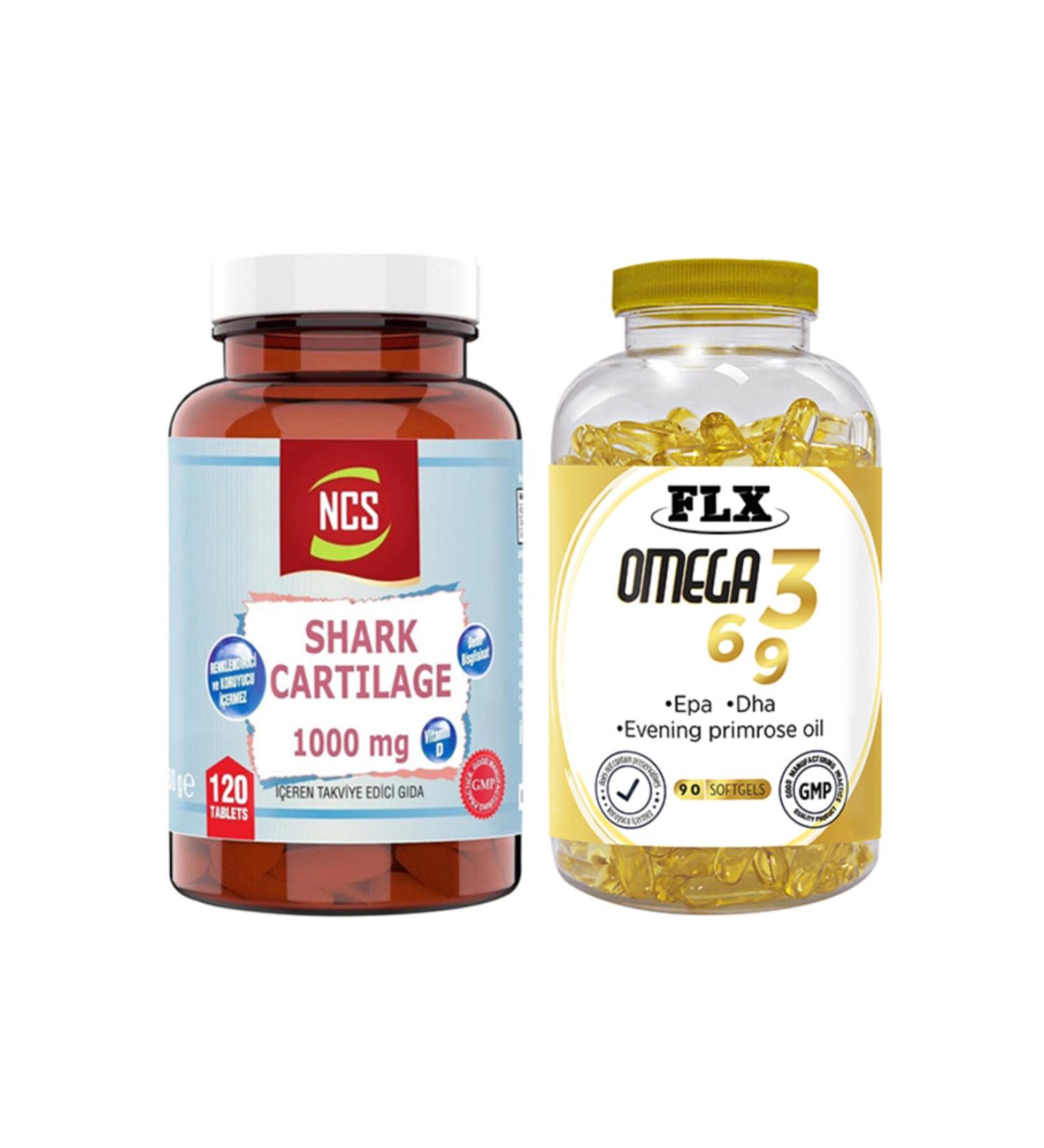 Ncs Shark Cartilage 120 Tablets & Flx Omega 3-6-9 90 Tablets
