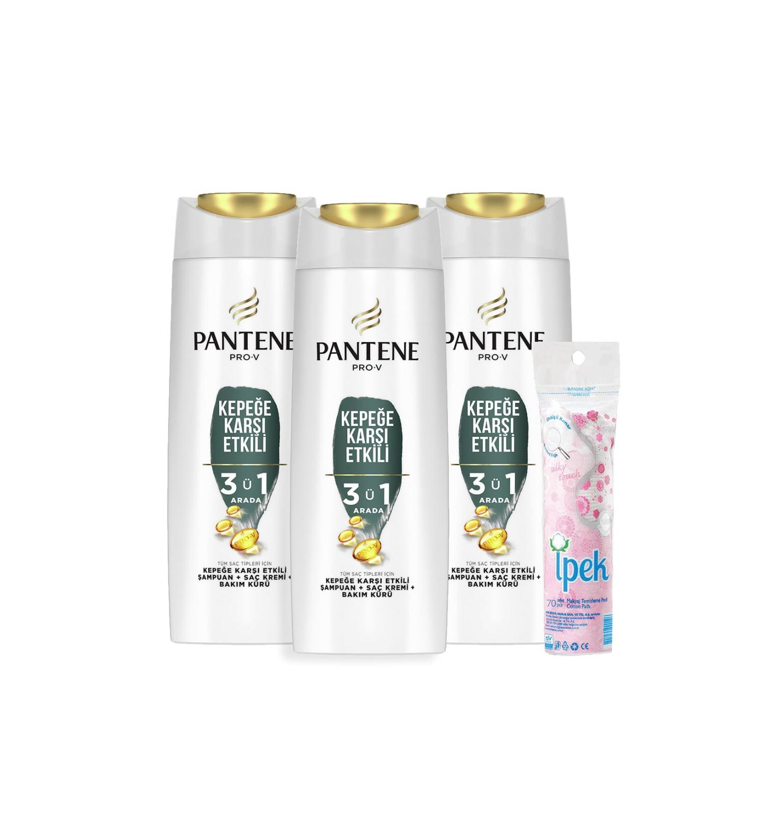 Pantene 2 in 1 Shampoo and Conditioner Anti-Dandruff Effective 400 ml X 3 Make-up Cotton - Buy Online on GoSupps.com