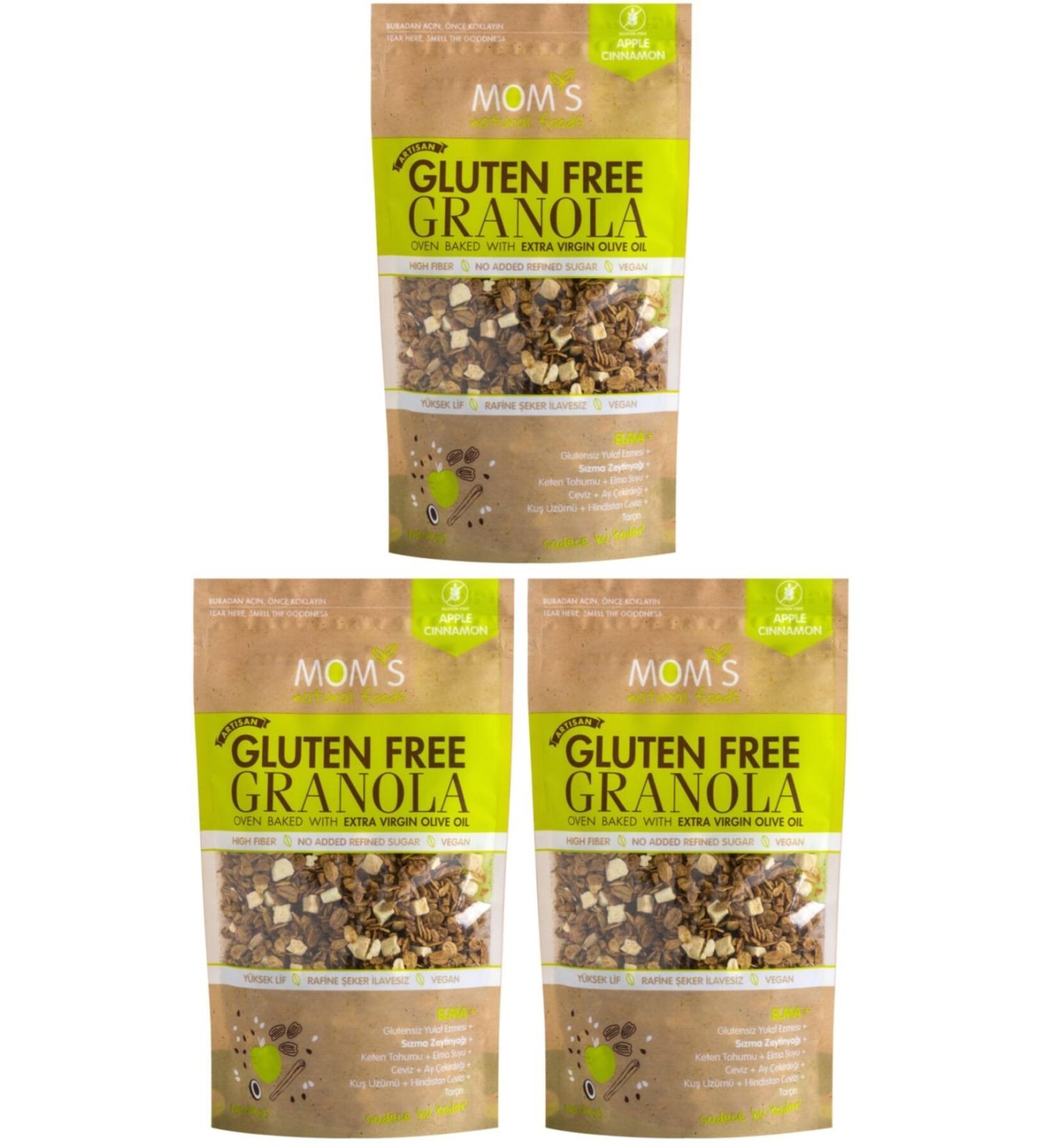 Mom's Natural Foods Mom's Gluten-Free Apple Cinnamon Granola 300 Gr X 3
