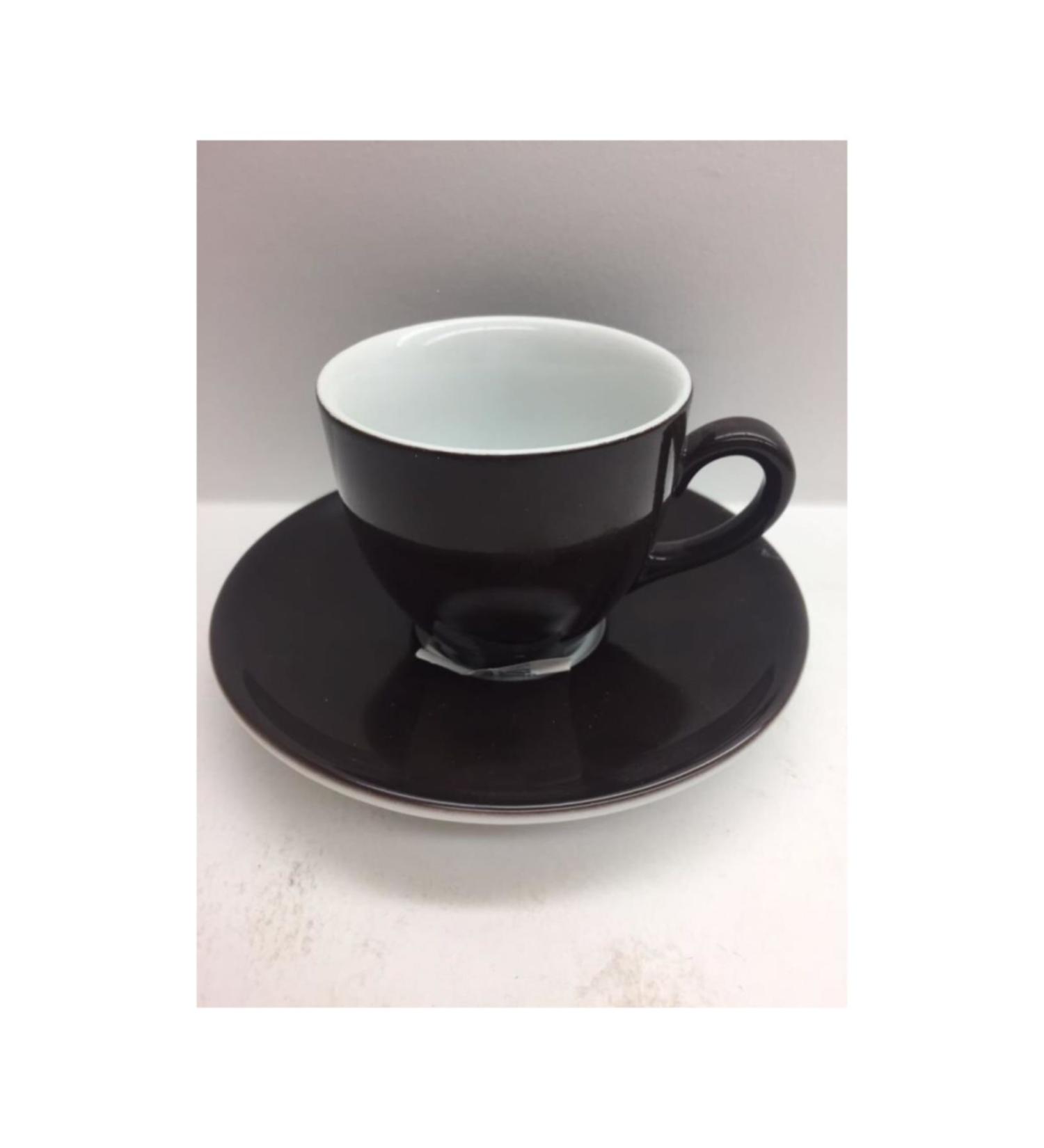 K tahya Porcelain Lima Turkish Coffee Cups with Saucers 6 Pieces Black - Buy Online on GoSupps.com